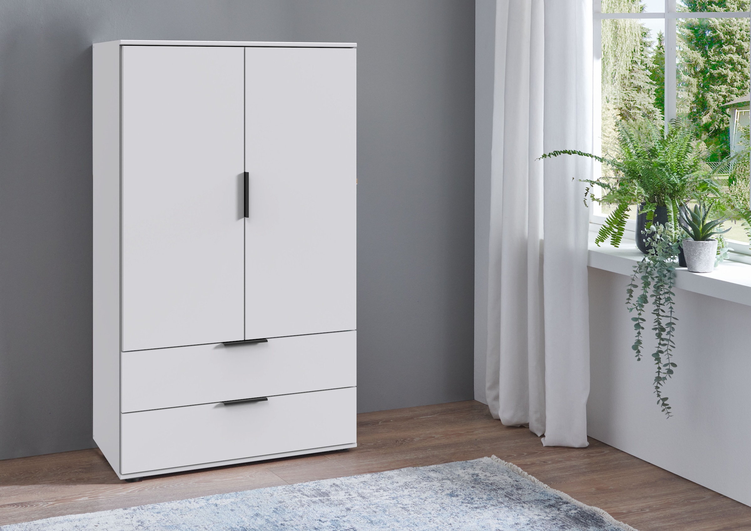 Wimex Wäscheschrank »Easy Plus Kleiderschrank Garderobe 2 Schubladen, 81 oder 130cm breit«, in verschiedenen Farben, moderne Optik mit schwarzen Metallgriffen