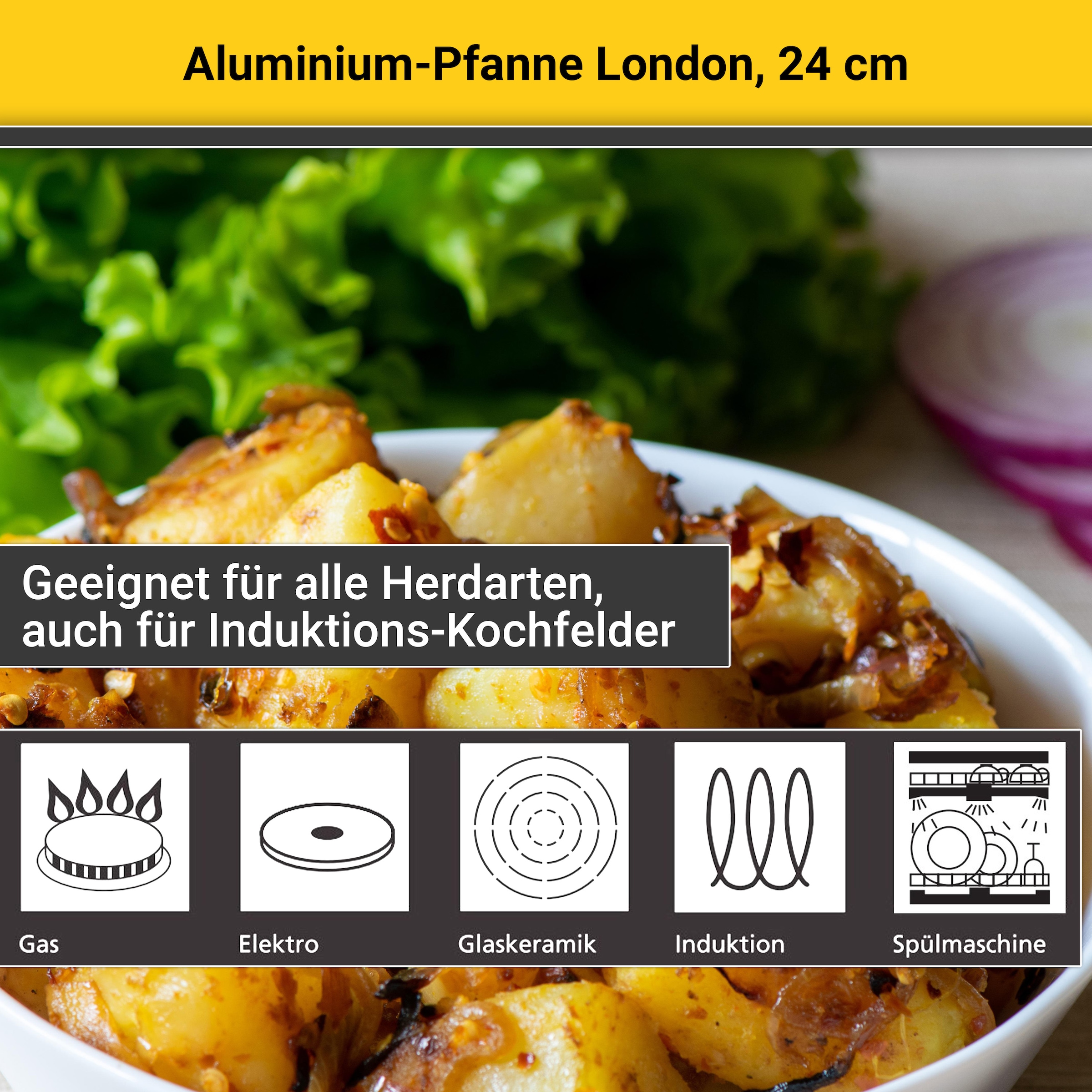 Krüger Bratpfanne »Aluminium Pfanne London«, Aluminium, (1 tlg.), für Induktions-Kochfelder geeignet