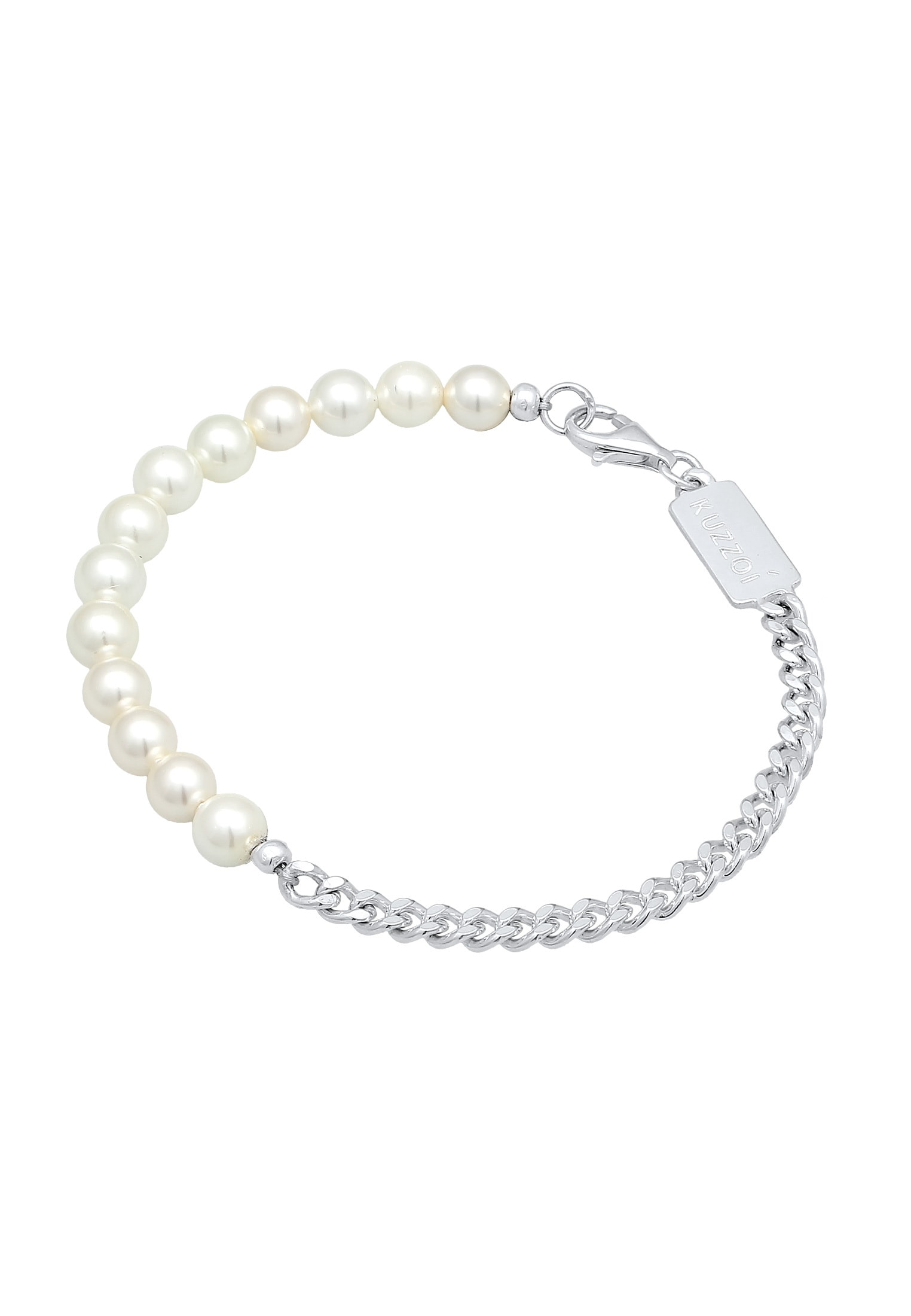Kuzzoi Armkette »Armband Basic Männer Panzerkette Massiv Perlen 925 Silber«