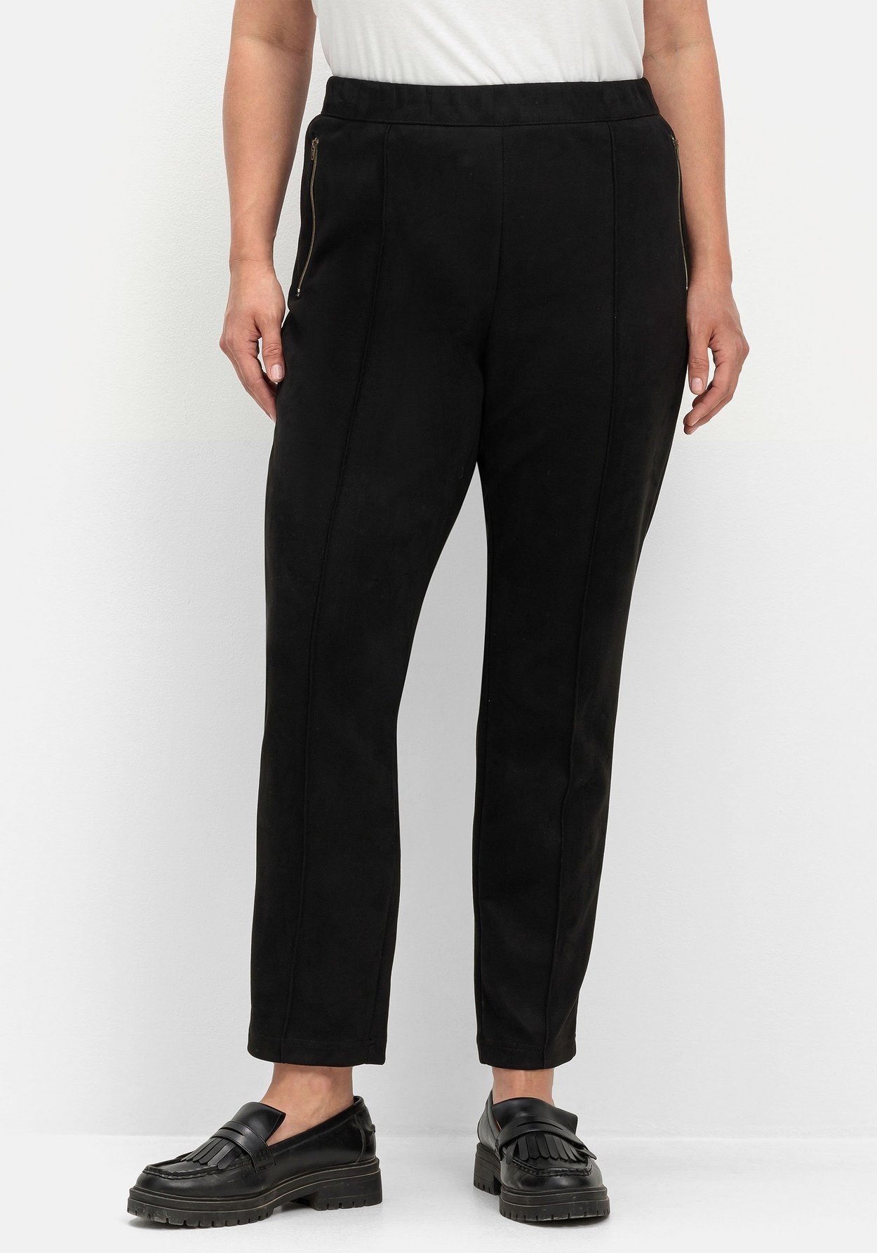 Sheego Schlupfhose »Schmale Hose in Velourslederoptik«
