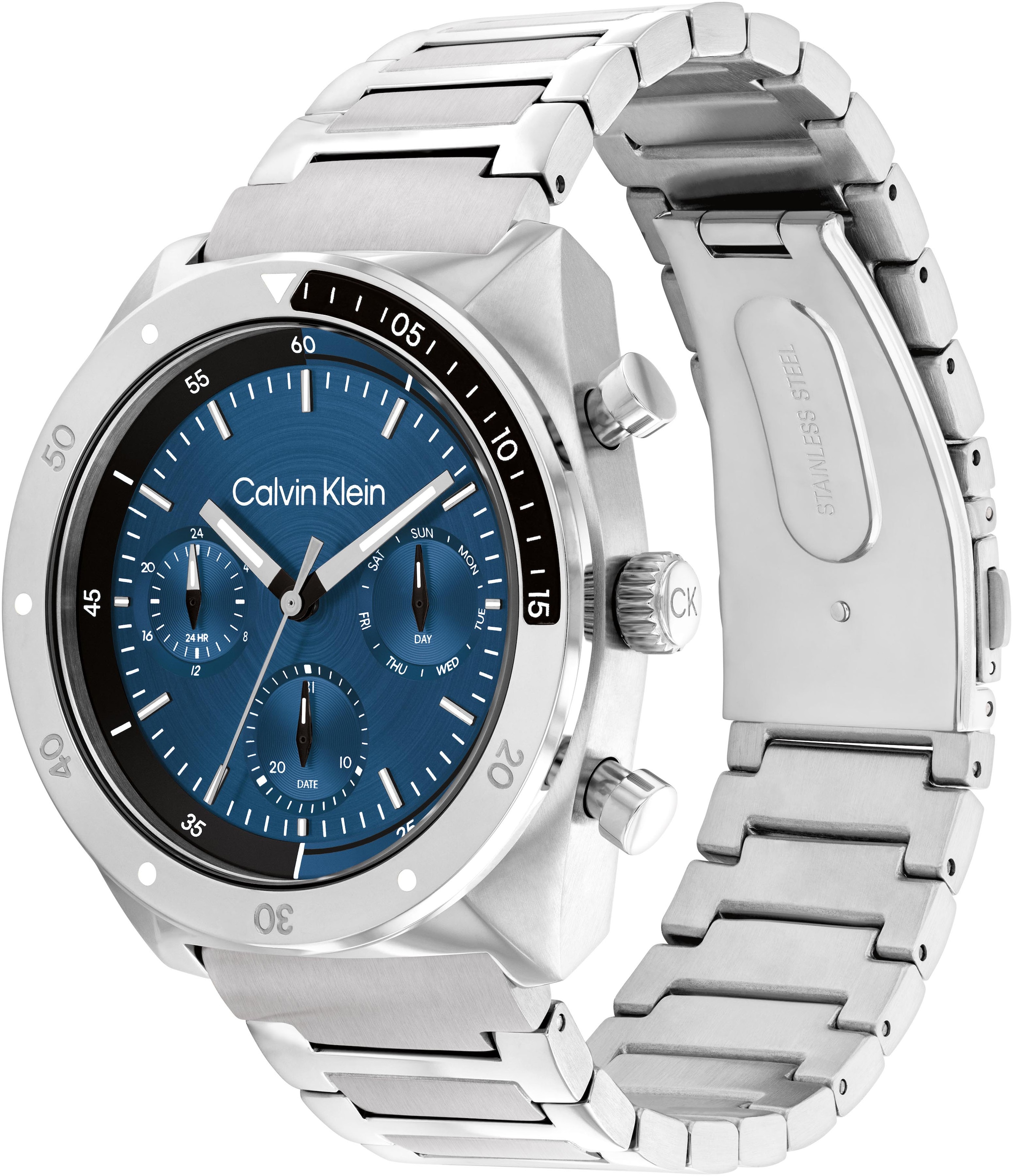 Calvin Klein Multifunktionsuhr »CK FLEX«, Armbanduhr, Quarzuhr, Herrenuhr, Tag, Wochentag, Edelstahlarmband