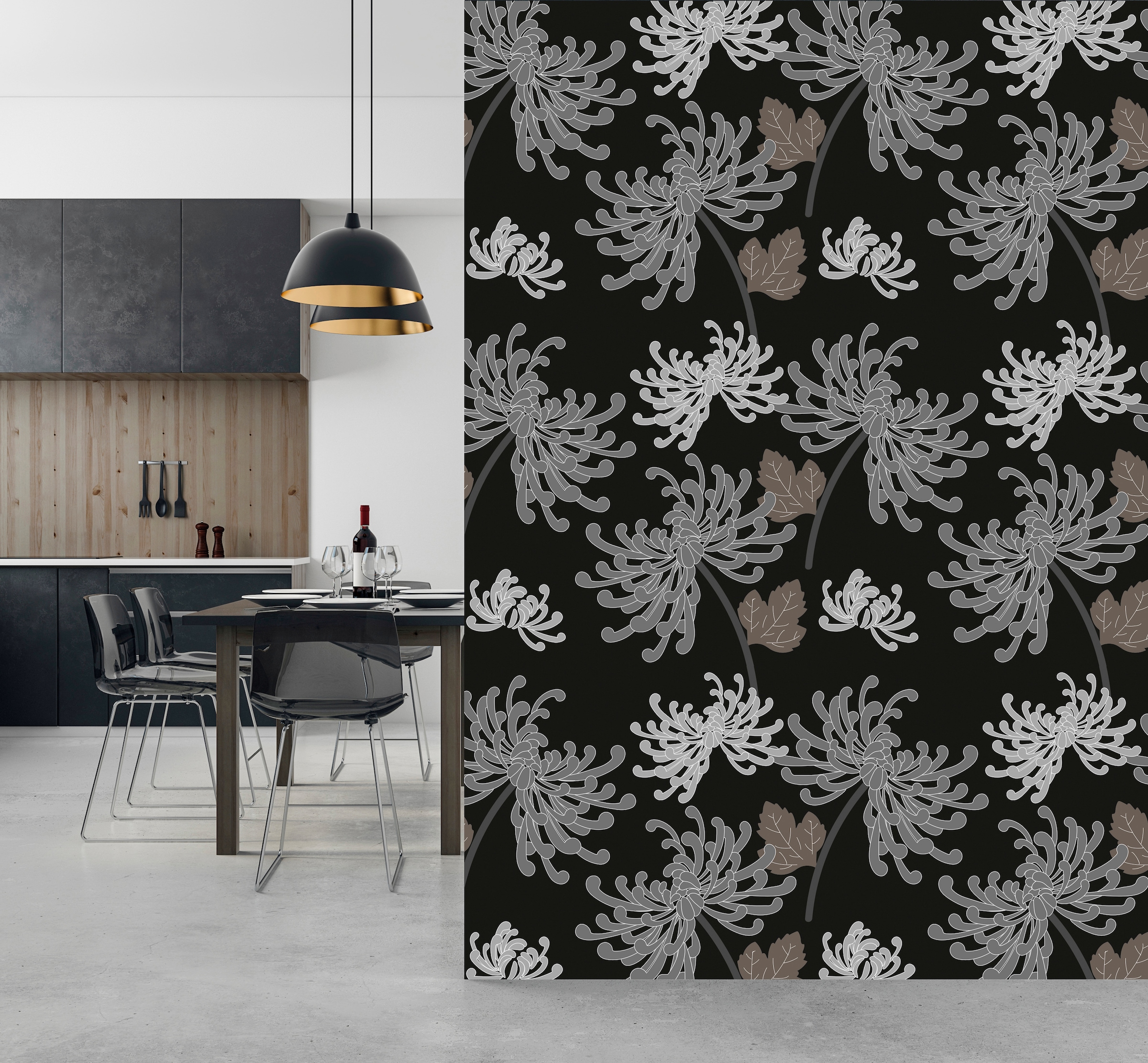 queence Vinyltapete »Fidan«, bedruckt-Motiv-botanisch-floral-gemustert-natürlich, 90x250cm, selbstklebend, kinderleichte Anbringung, Sticker