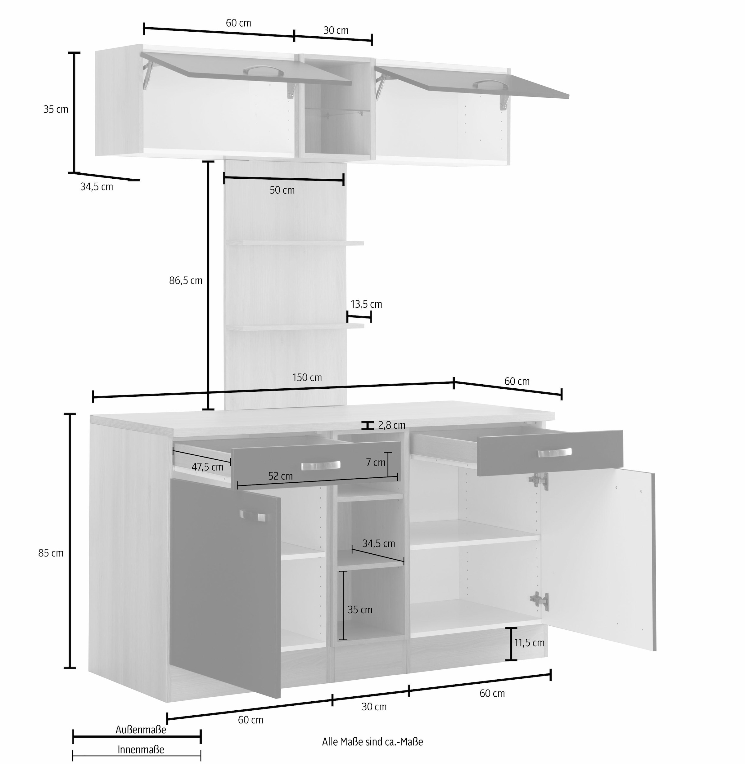 Breite cm Metallgriffen, 150 Buffet »Faro«, mit bequem OPTIFIT kaufen