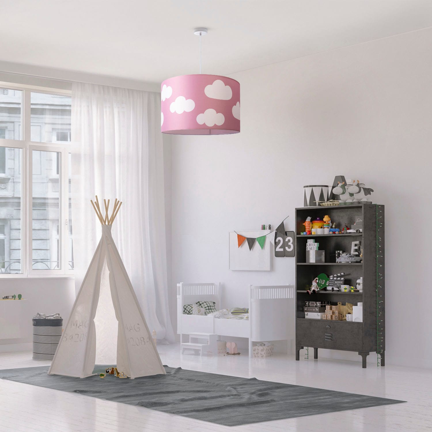 Paco Home Pendelleuchte »Hugo Cosmo«, Pendellampe Kinderzimmer Wolken  Himmel Stoff Lampenschirm Rund E27 online kaufen | mit 3 Jahren XXL  Garantie