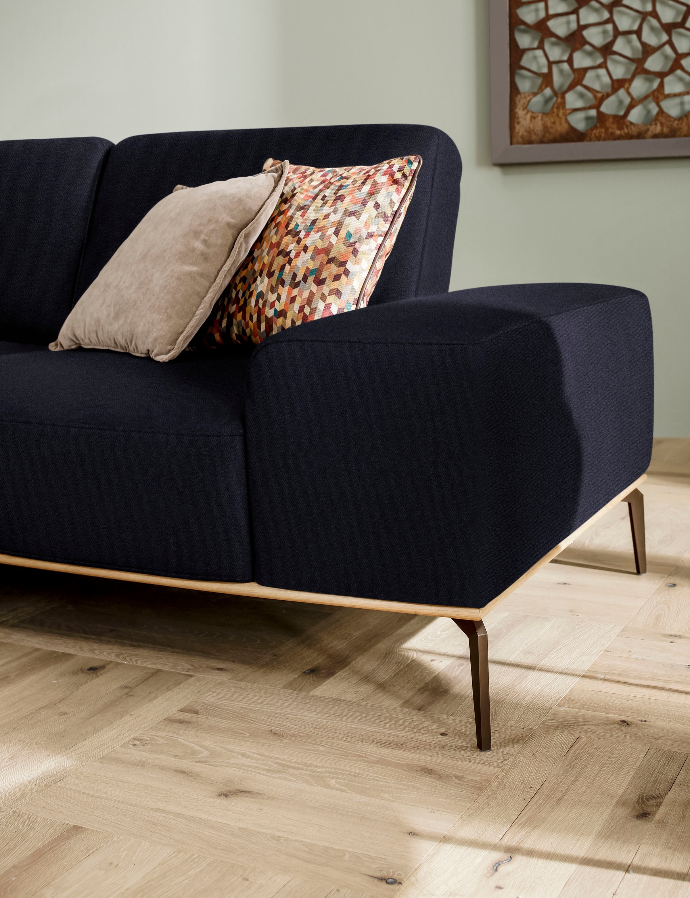 W.SCHILLIG Ecksofa »run, Designsofa mit tollem Sitzkomfort, L-Form«, mit Holzsockel, Füße in Bronze pulverbeschichtet, Breite 299 cm