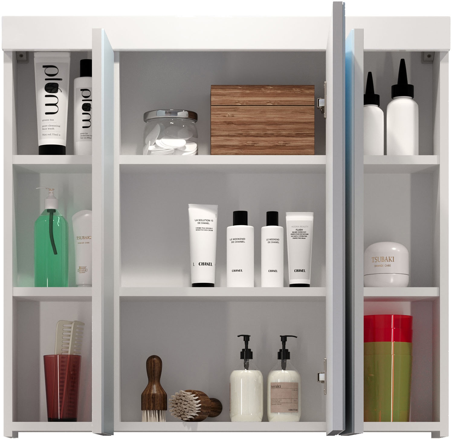 welltime Spiegelschrank »Dormoletto«, Badspiegel in Weiß mit 9 Fächern - Maße (B/T/H) 80/16/75 cm