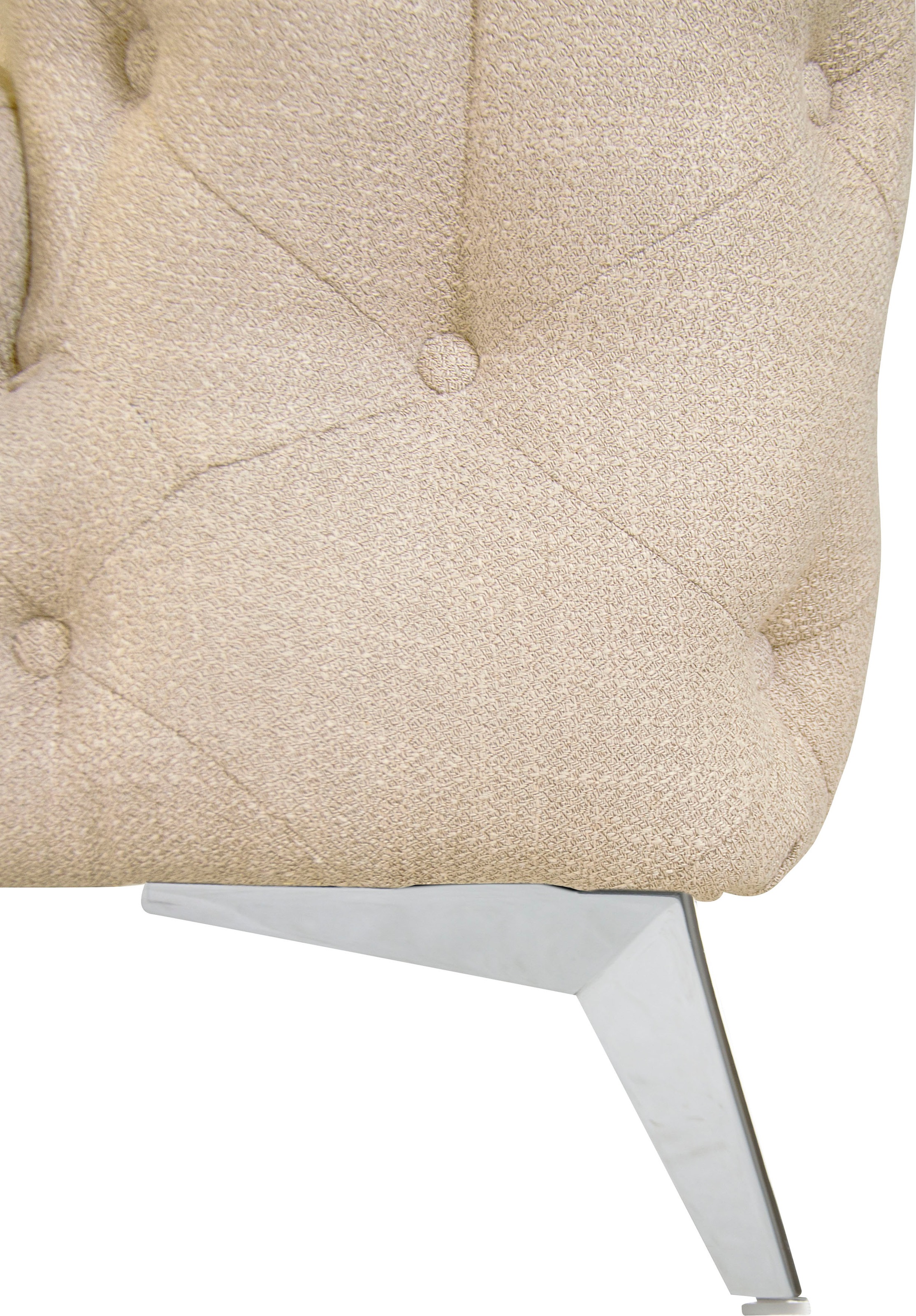 Leonique Chesterfield-Sofa »Ecksofa GLYNIS L-Form mit Wellenunterfederung, Maße B/T/H 264/264/75cm«, aufwändige Knopfheftung, moderne Chesterfield Optik, Fußfarbe wählbar