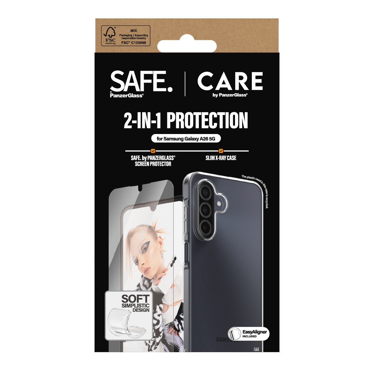 CARE by PanzerGlass Displayschutzglas »2-in-1 Protection Slim X-Ray Case + Screen Protection«, für Samsung Galaxy A26, Displayschutzfolie, Schutzfolie, Bildschirmschutz, kratz- & stoßfest