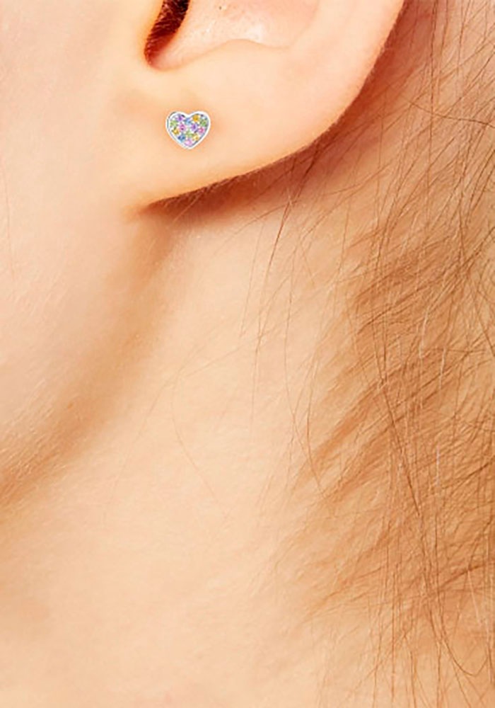 s.Oliver Junior Paar Ohrstecker »Herzen, 2036459, 2036460, 2036461«, mit Zirkonia (synth.)
