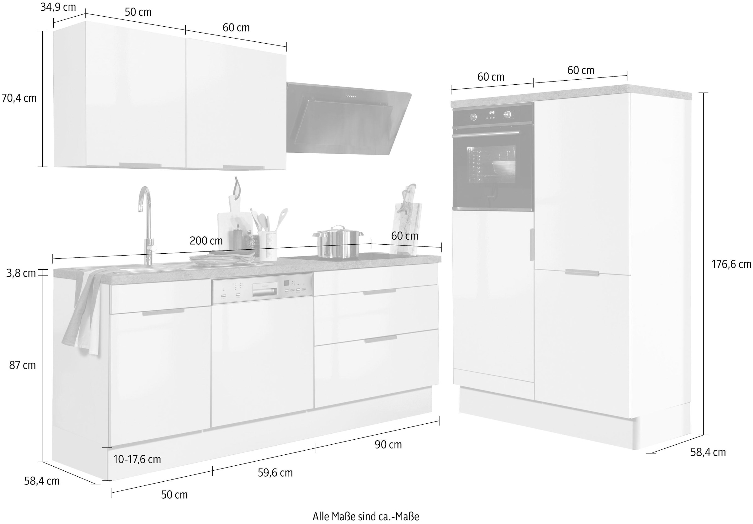Rechnung und Soft-Close-Funktion, kaufen Küchenzeile auf ohne OPTIFIT Breite »Tara«, E-Geräte, 320 mit Vollauszug cm
