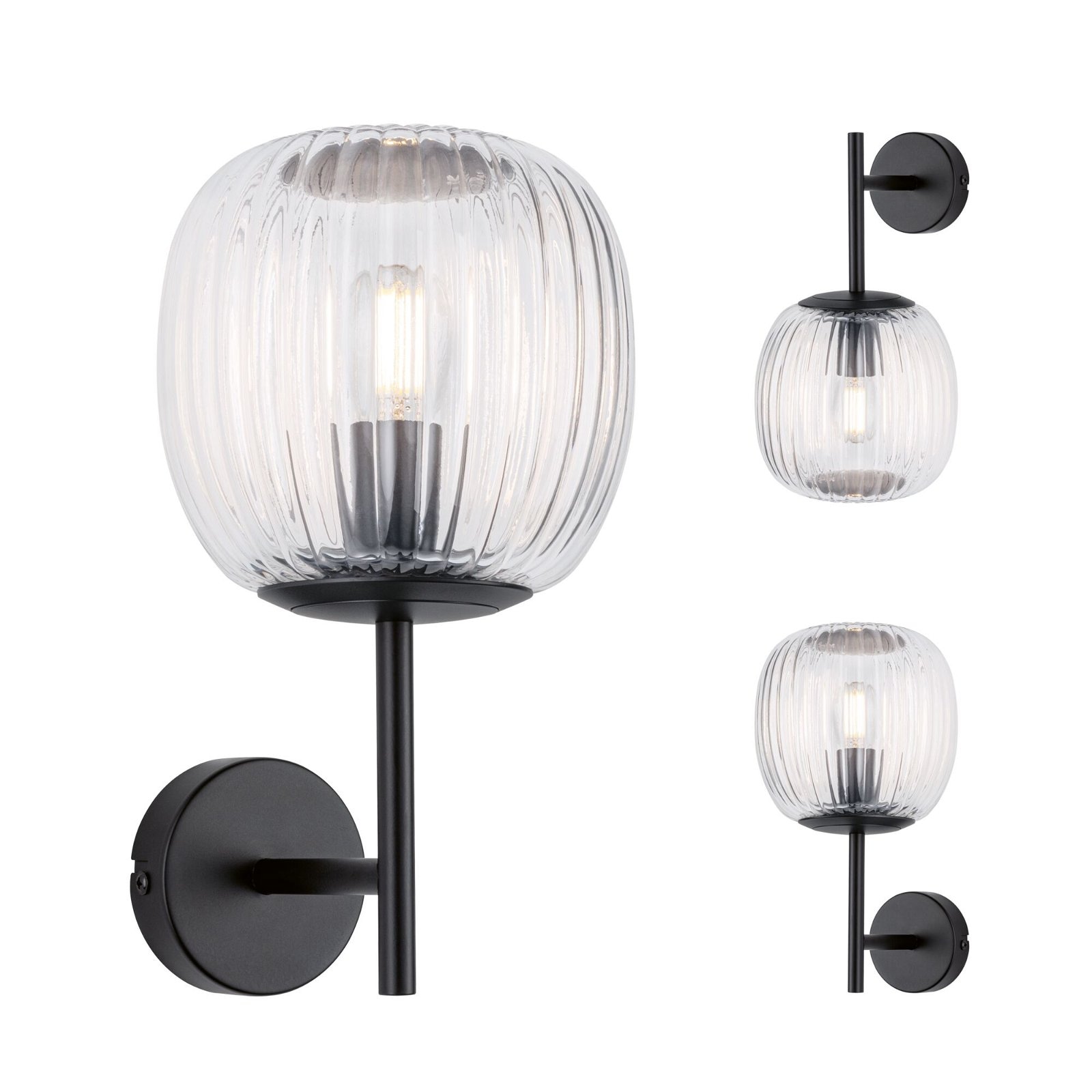 Paulmann Wandleuchte »Ruya IP44 E14 230V max. 20W Glas, Schwarz matt«, 1 flammig, Leuchtmittel E14 | ohne Leuchtmittel
