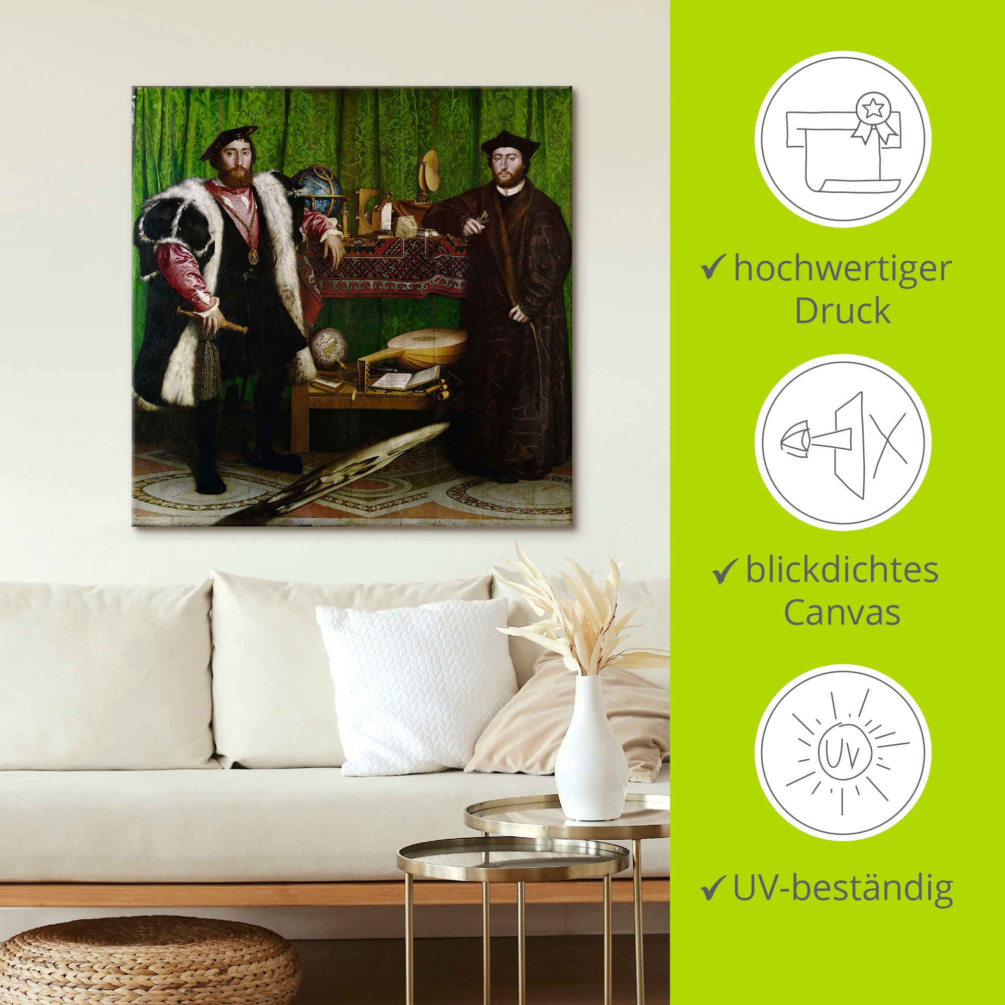Artland Leinwandbild »Die Gesandten. 1533«, Mann, (1 St.), auf Keilrahmen gespannt