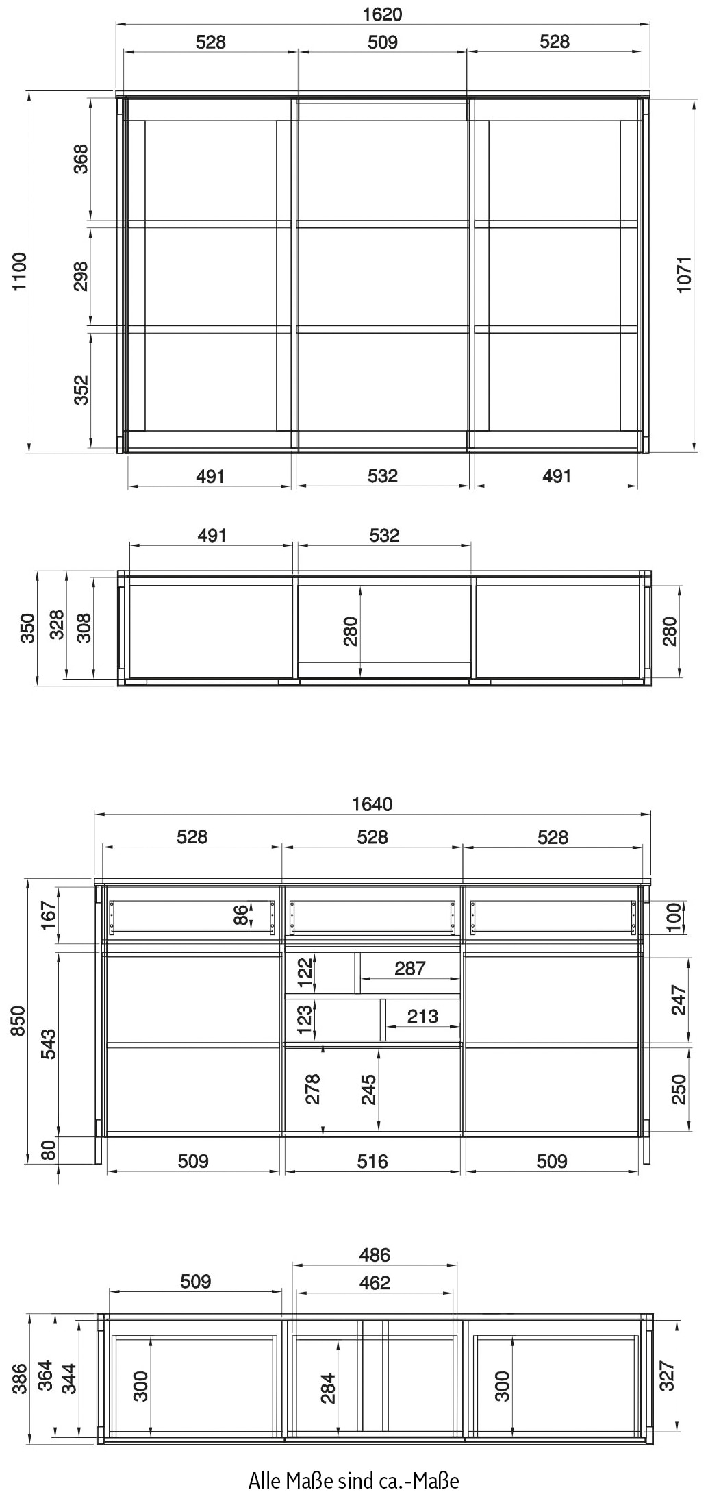 Home affaire Buffet »Stranda, Hochschrank im Scandi-Style, moderner Schrank« Rahmenoptik, ausreichend Stauraum, vielseitig einsetzbar, 164 cm breit