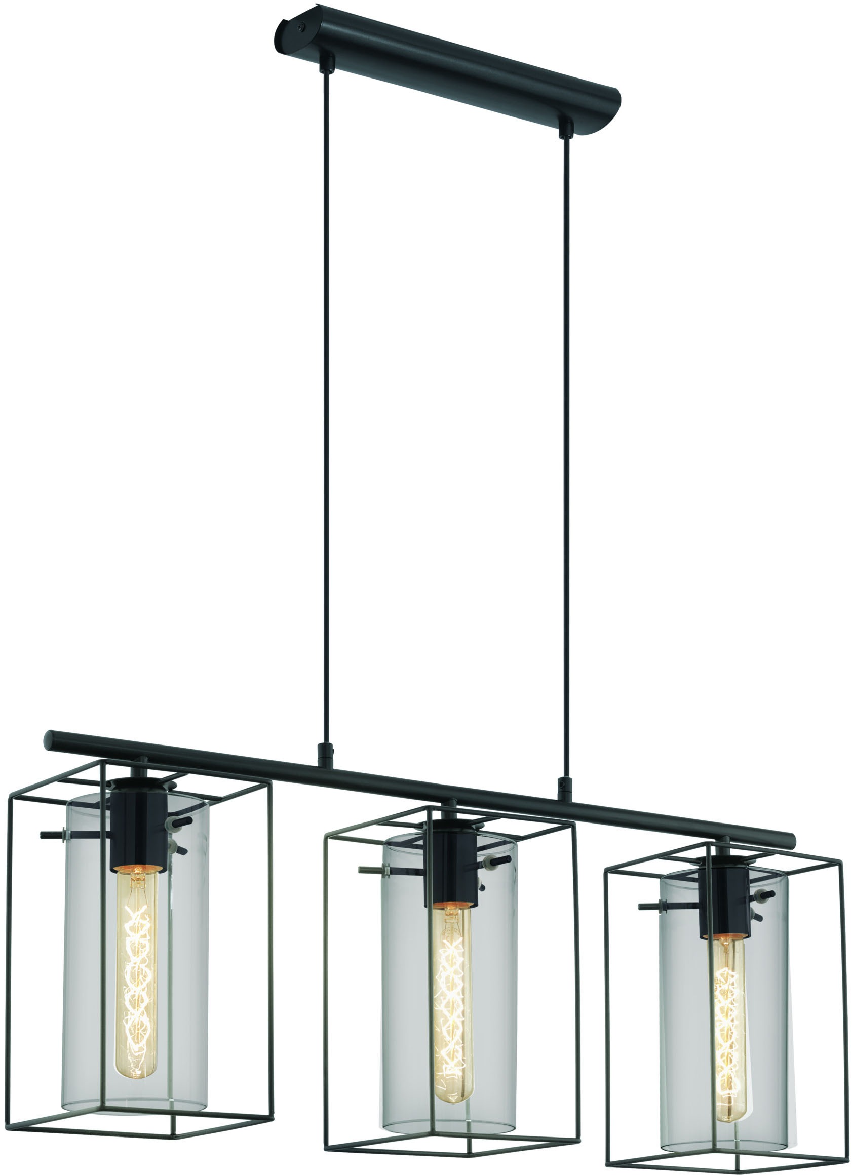 EGLO Hängeleuchte »LONCINO Pendellampe - Stahl - E27 - 3X60W - IP20« E27 1 Stk. Hängelampe, Deckenlampe, Wohnzimmer, Esszimmer, L74,5 x B15 x H110 cm