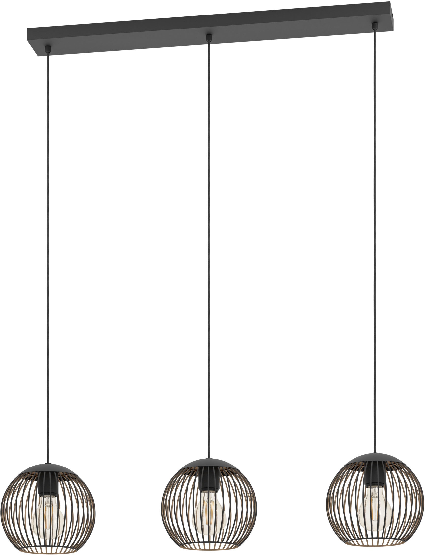 EGLO Hängeleuchte »ALMANZORA Pendellampe - Stahl - E27 - 3X60W - IP20« E27 1 Stk. Hängelampe, Deckenlampe, Wohnzimmer, Esszimmer, L90 x B20 x H110 cm