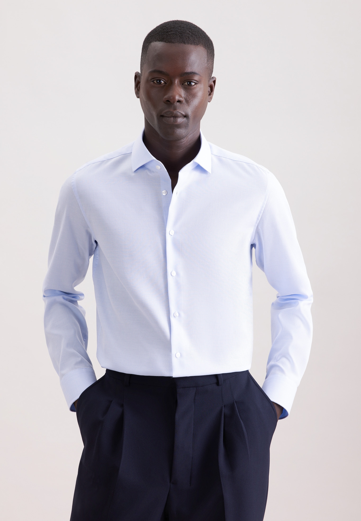 seidensticker Businesshemd »Schwarze Rose« Slim 1/1 Kentkragen Struktur