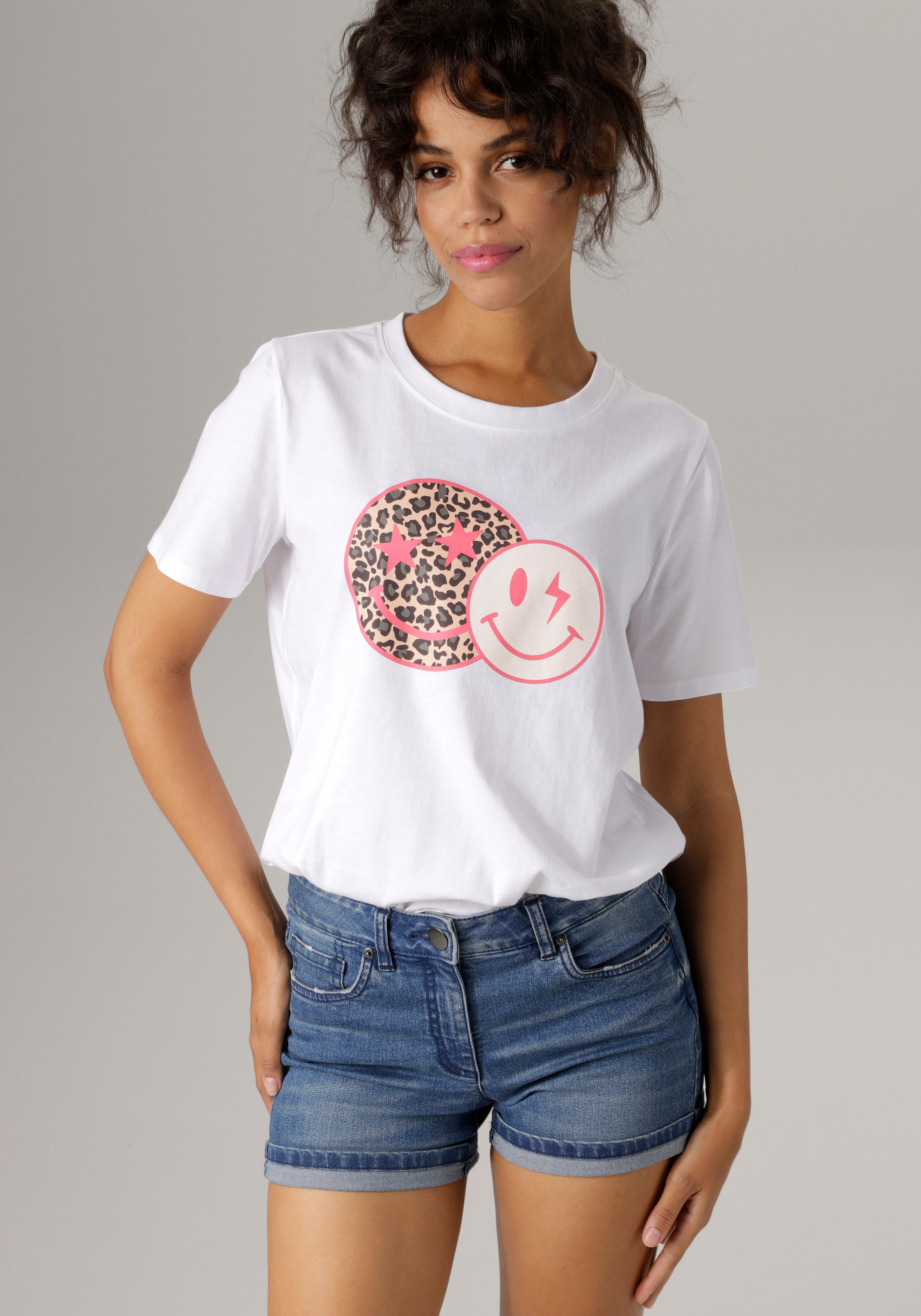 Aniston CASUAL T-Shirt, mit coolen Smileys bedruckt bei ♕