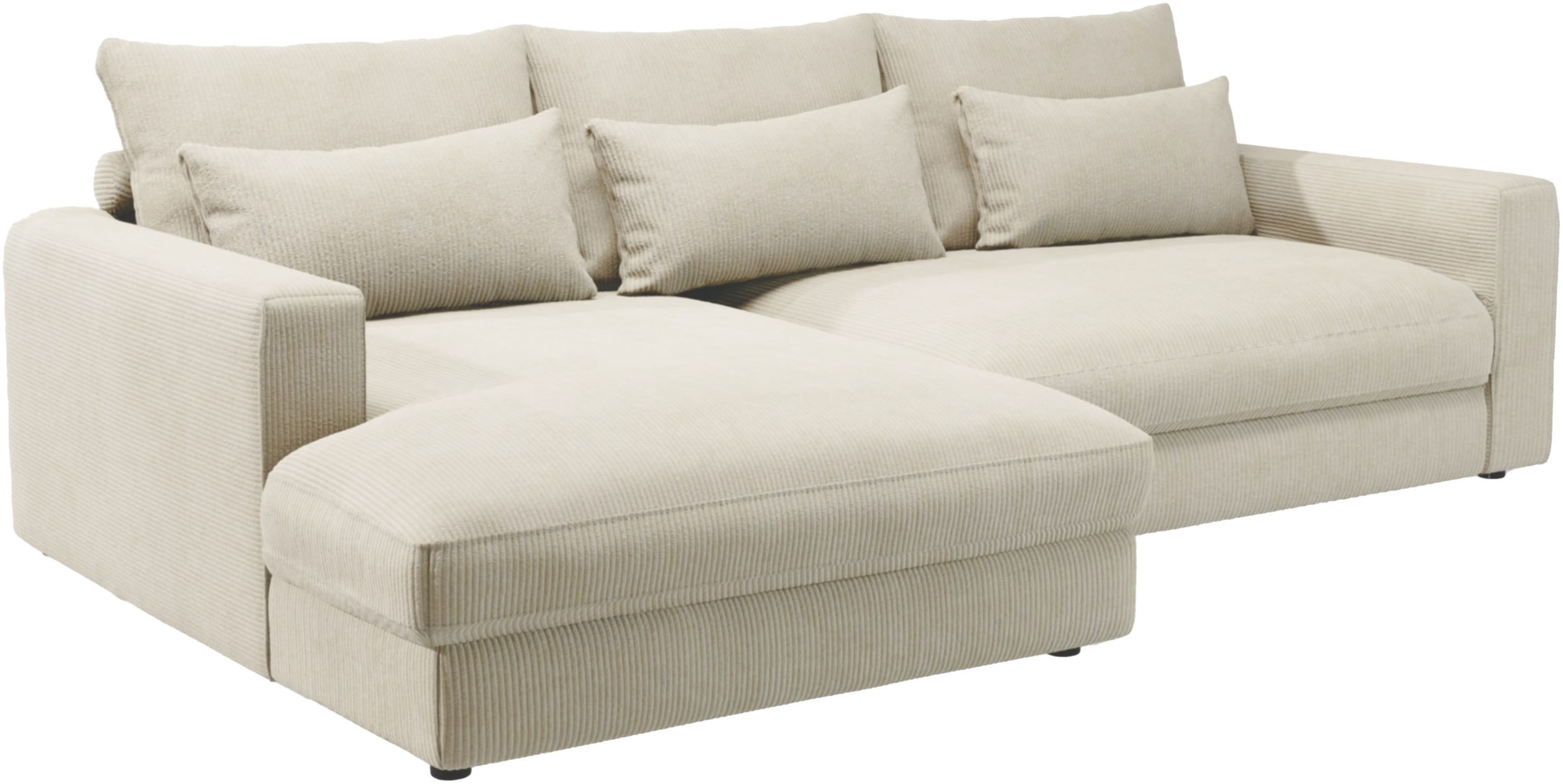 Home affaire Ecksofa »Darwin, viele Kissen, extra tiefe Sitzfläche, 271/89/171 (B(H/T)«, gemütlich und weich, L-Form, mit extra softem Sitzkomfort, Cord