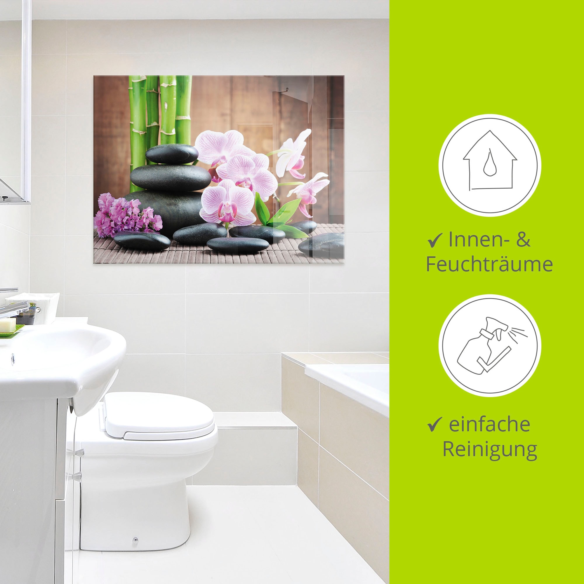 Artland Glasbild »Spa Konzept Zen Steinen Orchideen«, Zen, (1 St.), in verschiedenen Größen