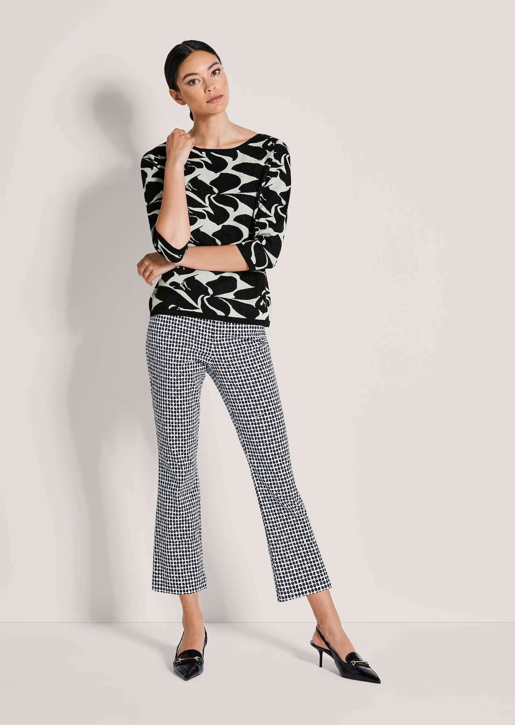 MADELEINE Longpullover »Feinstrickpullover Jacquardpullover mit grafischem Muster« Jacquard