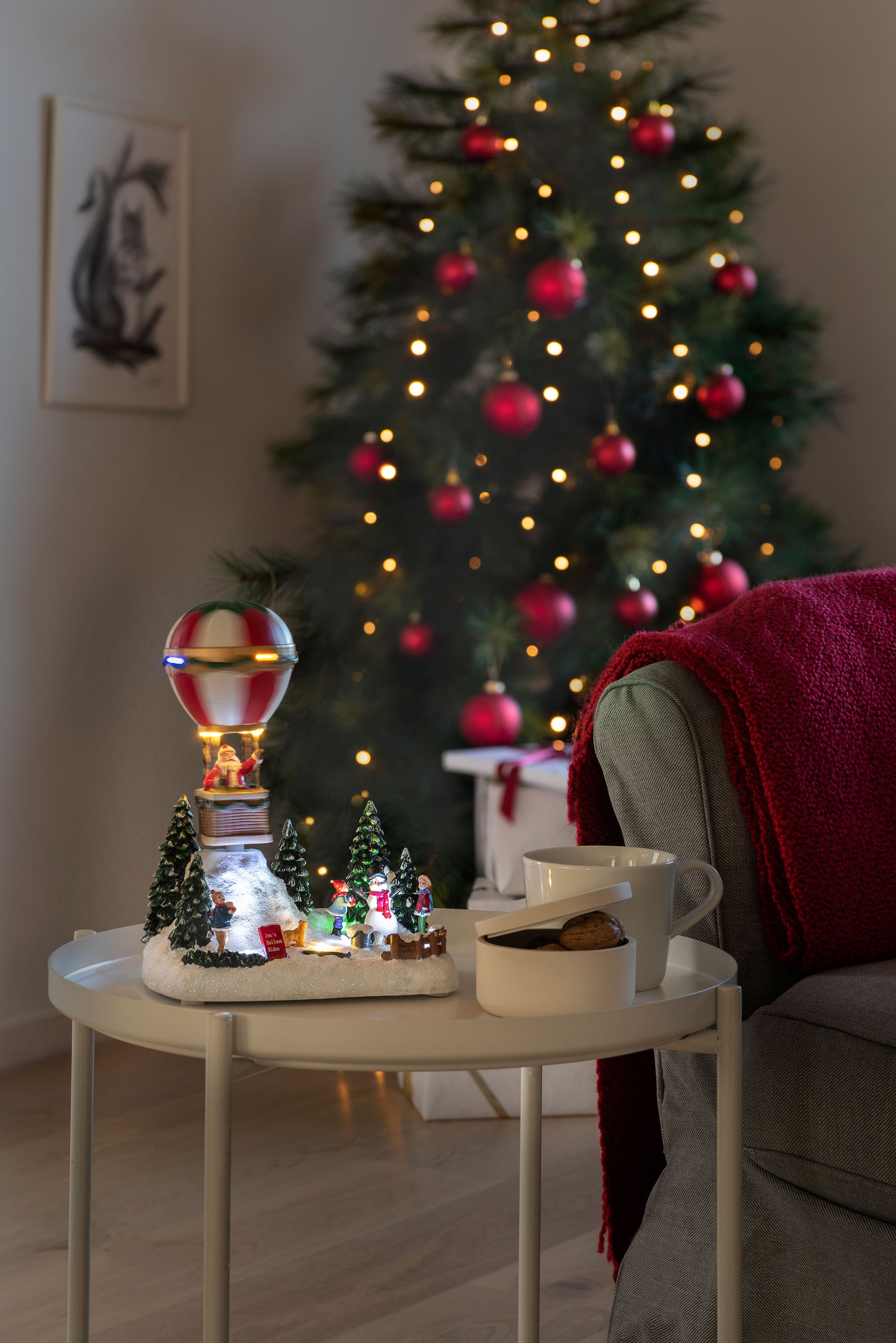 Weihnachtsfigur, LED Heissluftballon mit Musik