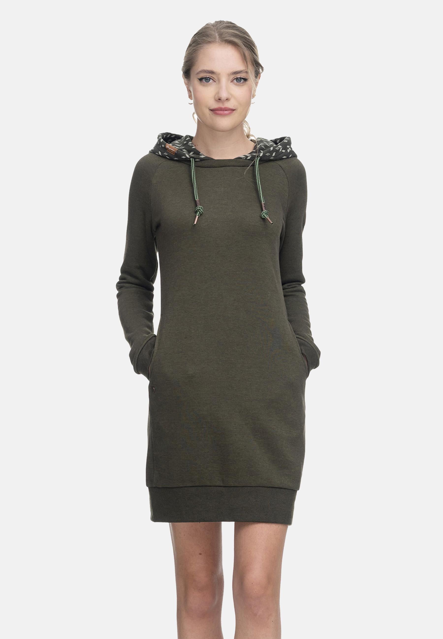 Ragwear Druckkleid »Druckkleid Bess«, Langärmliges Baumwoll Kleid mit Printmuster-Kapuze