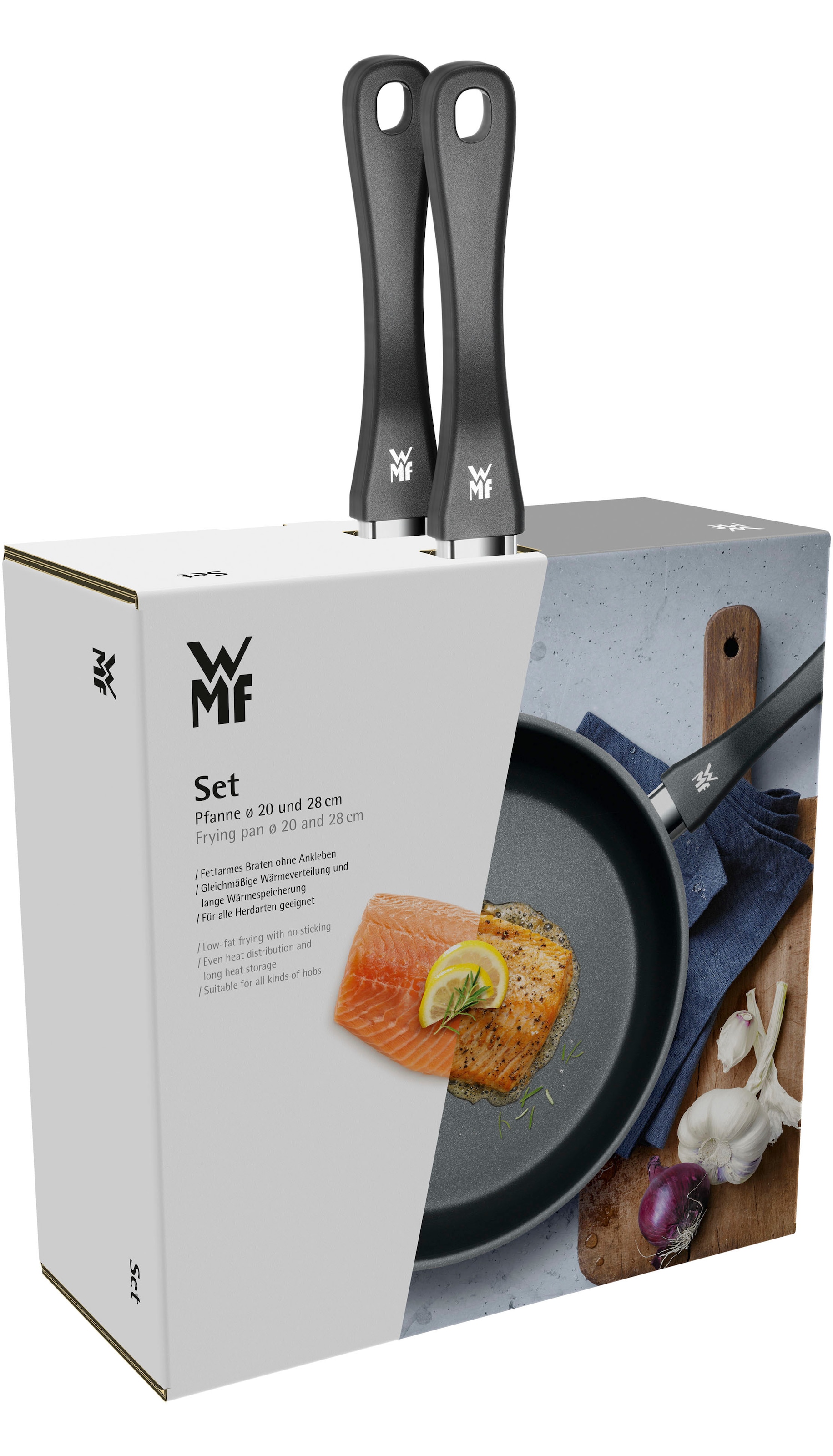 WMF Pfannen-Set »Devil Bratpfanne 28 cm + 20 cm«, Cromargan® Edelstahl Rostfrei 18/10, (Set, 2 tlg., Bratpfannenset (20 + 28 cm), Induktion, Antihaftbeschichtung, für alle Herdarten geeignet