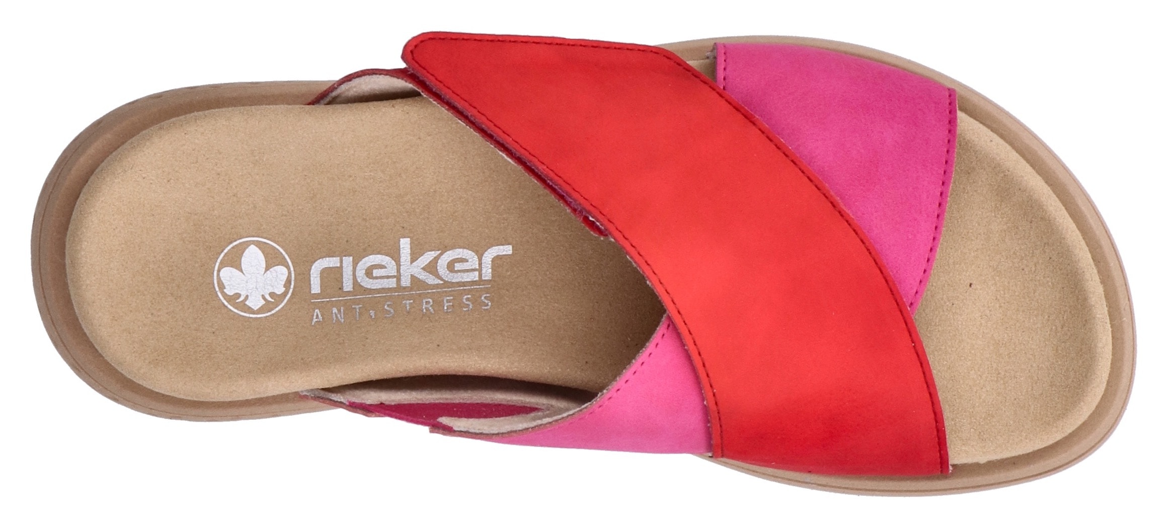 Rieker Pantolette, Sommerschuh, Strandschuh, Hausschuh, Schlappen mit bequemem Fußbett