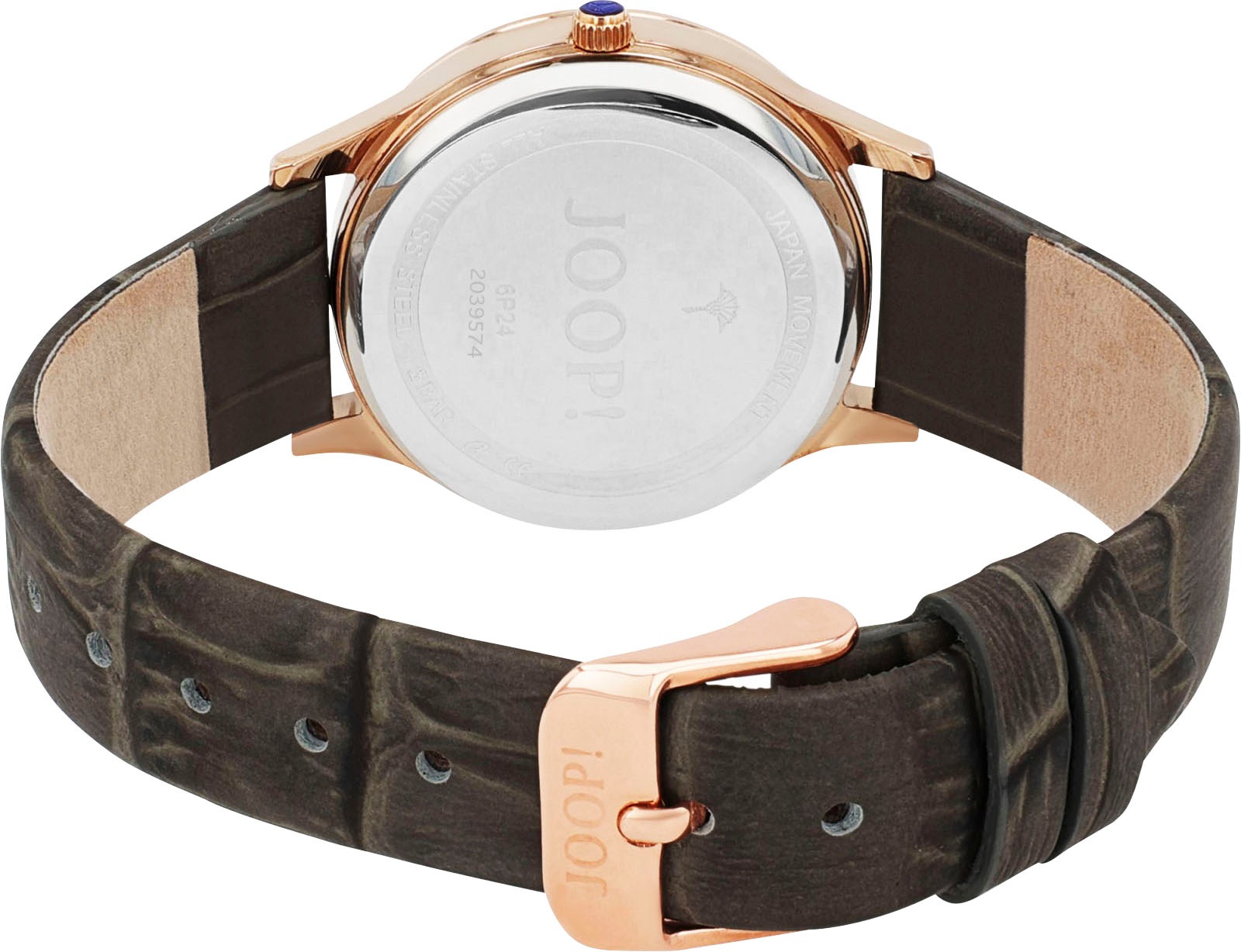 JOOP! Quarzuhr, Armbanduhr, Damenuhr, Lederarmband, analog,Zirkonia (synth.),Mondphase