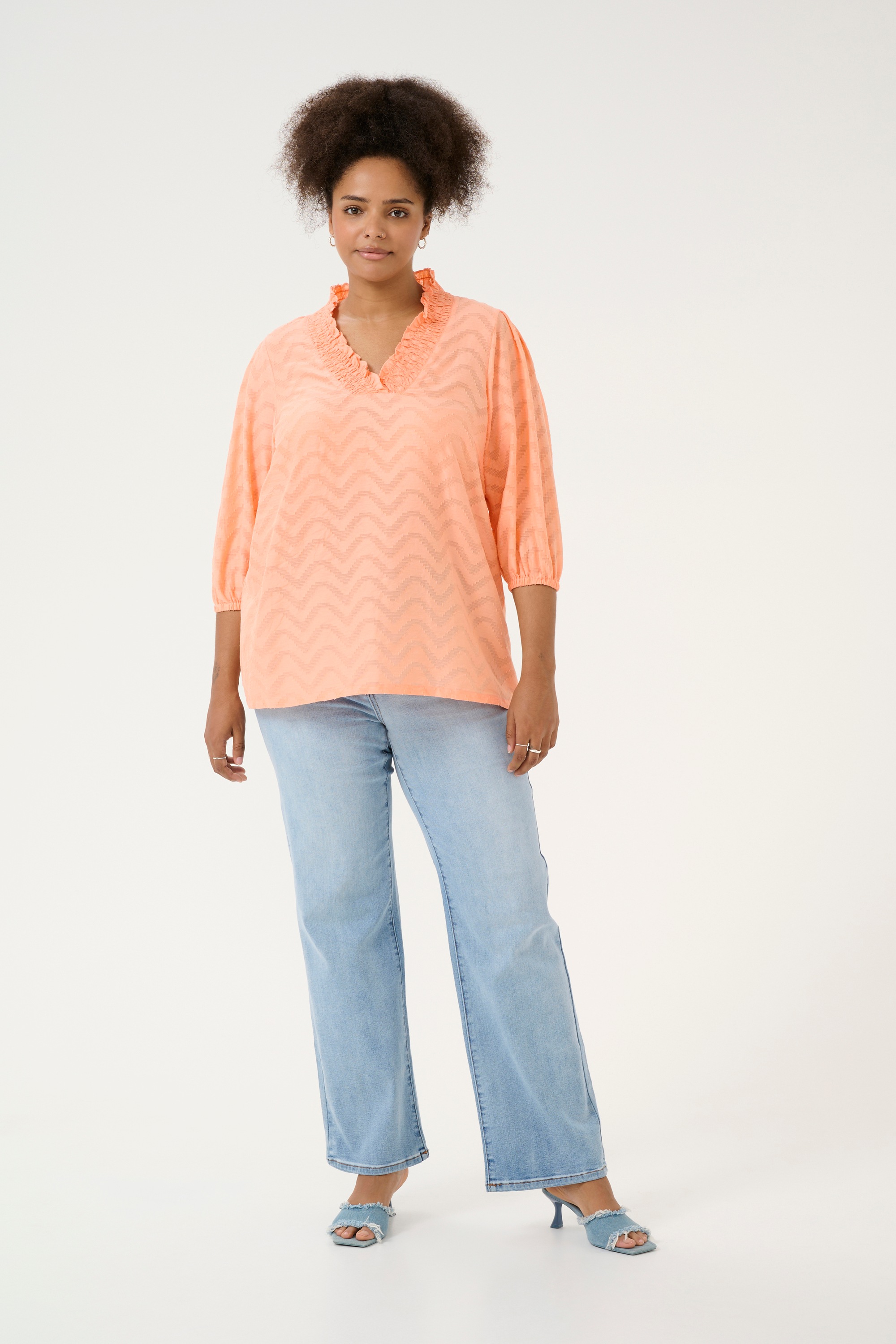 KAFFE Curve Langarmbluse »Damen Langarm-Bluse KCvitana«
