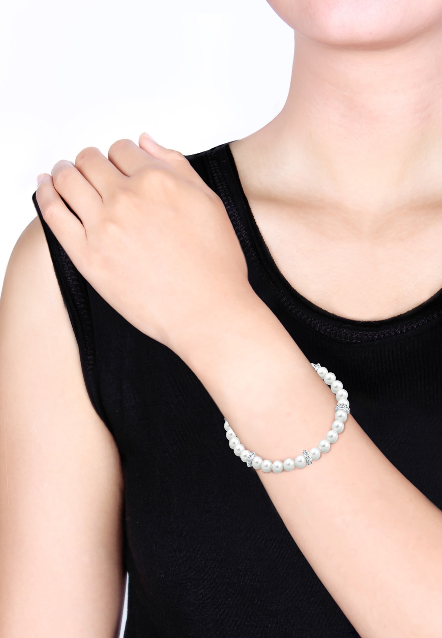 Elli Armkette »Armband Muschelkernperlen Kristalle 925 Silber«