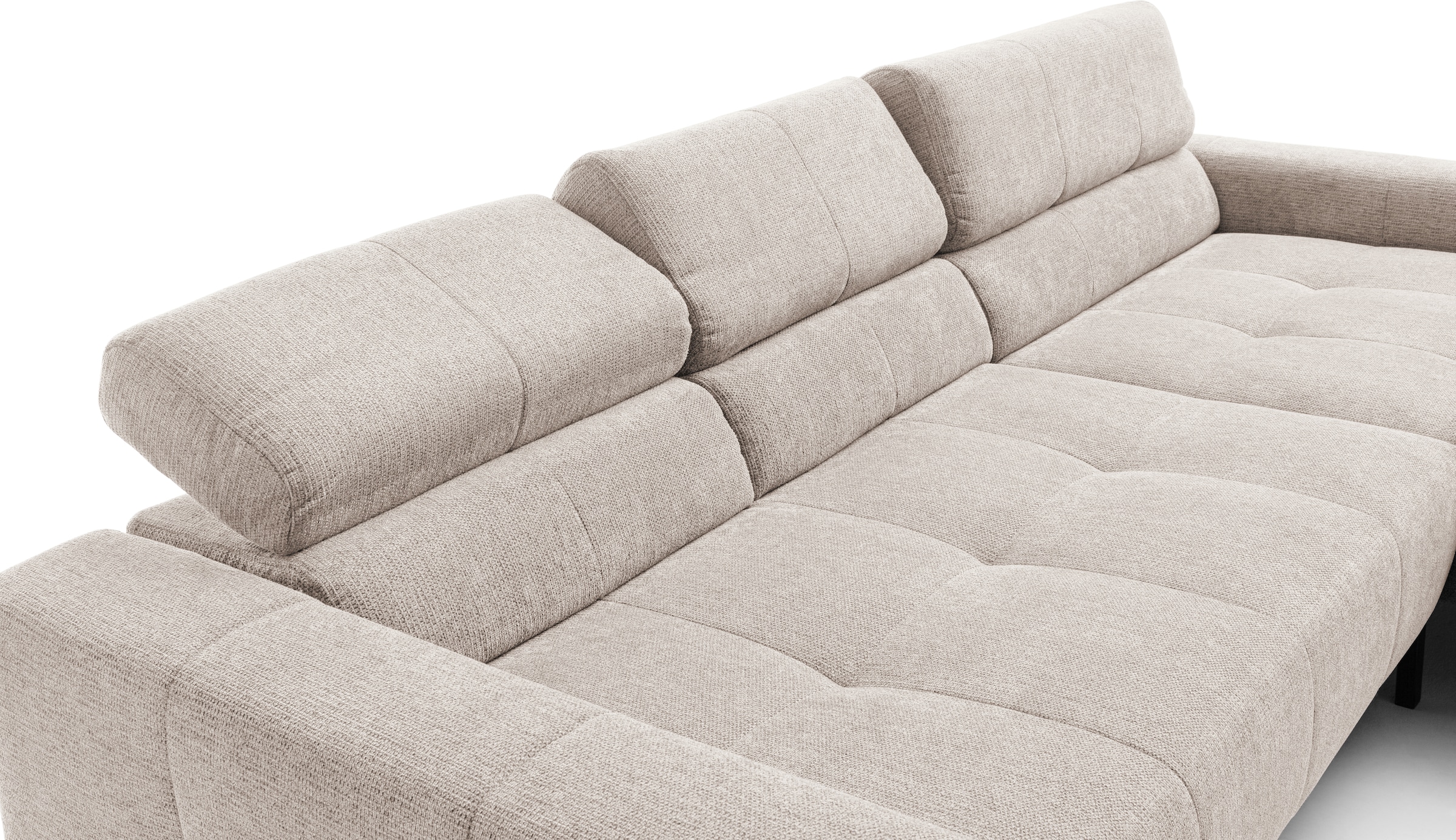 Home affaire Ecksofa »Claya Move, L-Form, Kopf- & Rückenverstellung, Breite 293 cm« Moderne Steppung, weicher Polsteraufbau & saugroboterfreundliche Höhe