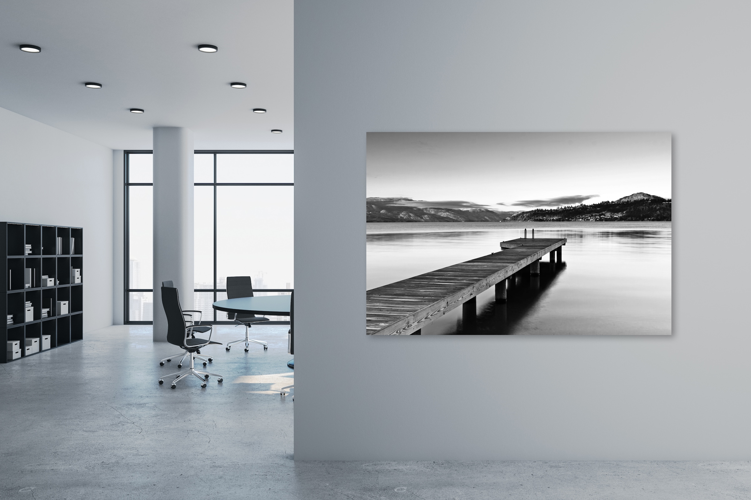 queence Leinwandbild »Der Steg« Kunst | Modern | Seebilder | Seelandschaft | Steg 1 Stk. tlg. Akustikbild mit sehr guten Schallabsorptions-Eigenschaften