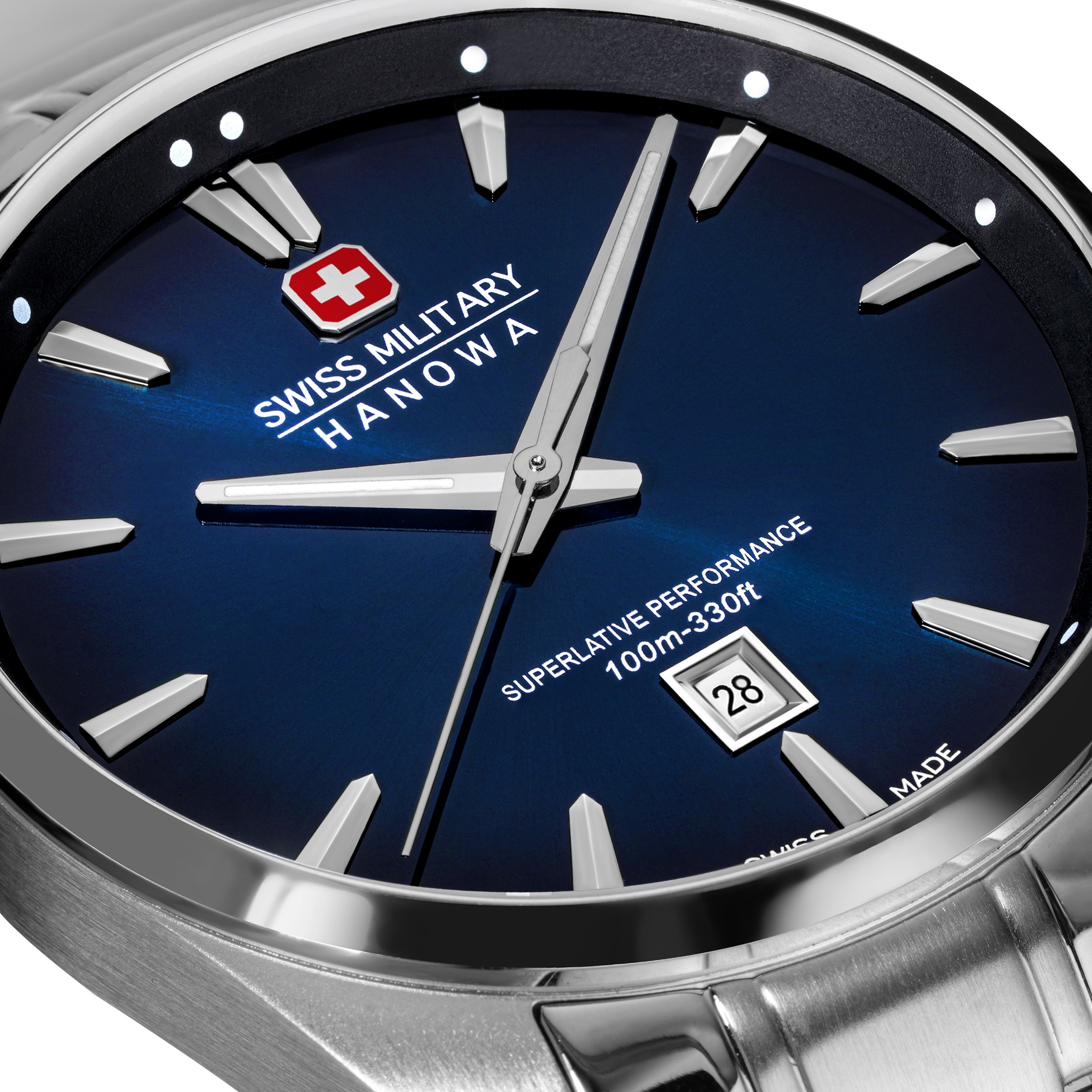 Swiss Military Hanowa Quarzuhr »Thunder« Armbanduhr, Herrenuhr, Swiss Made, Edelstahlarmband, analog, Tag