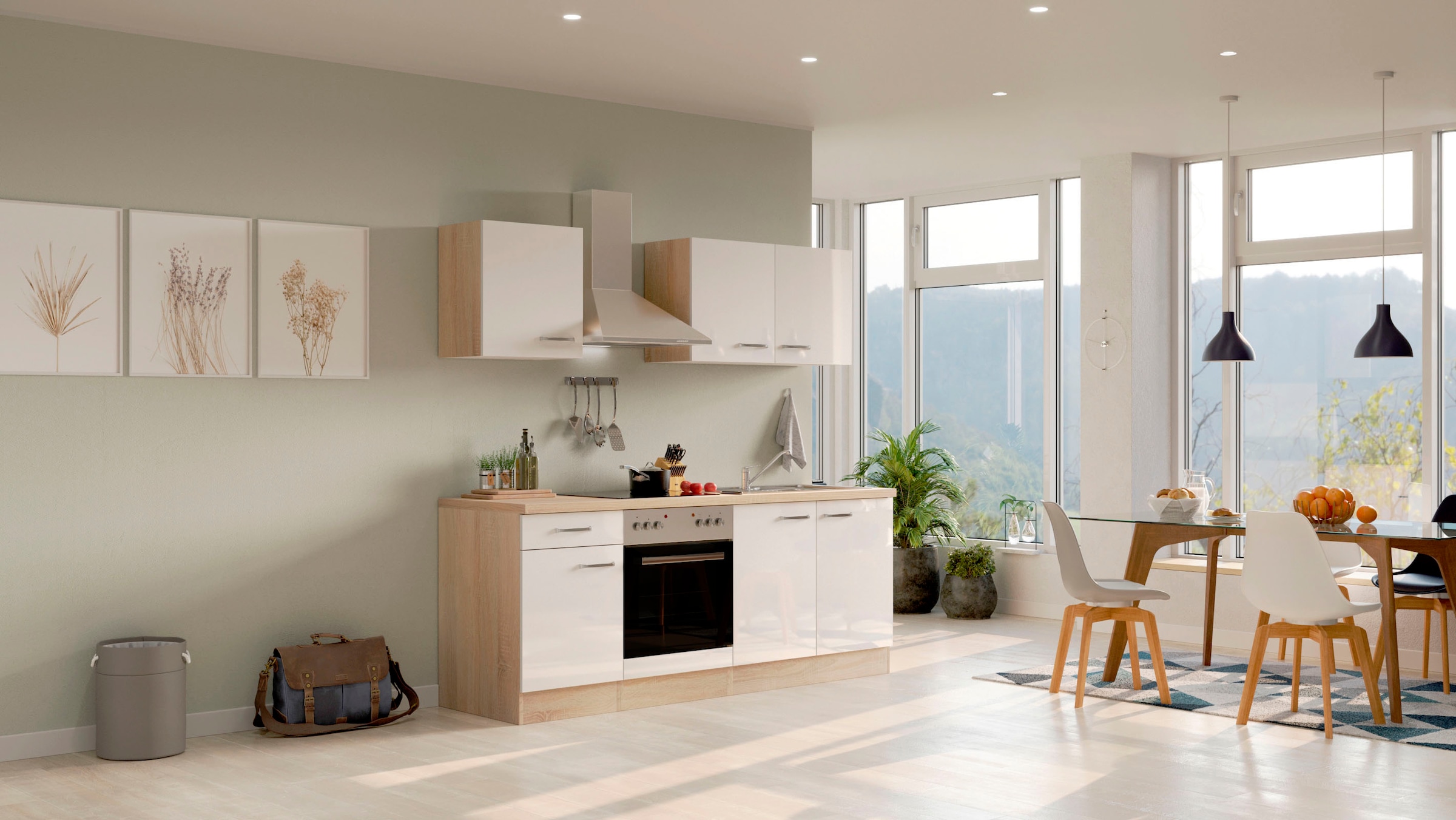 Flex-Well Küchenzeile »Florenz« wahlw. mit E-Geräten, Breite 210 cm, viele Farbvarianten erhältlich