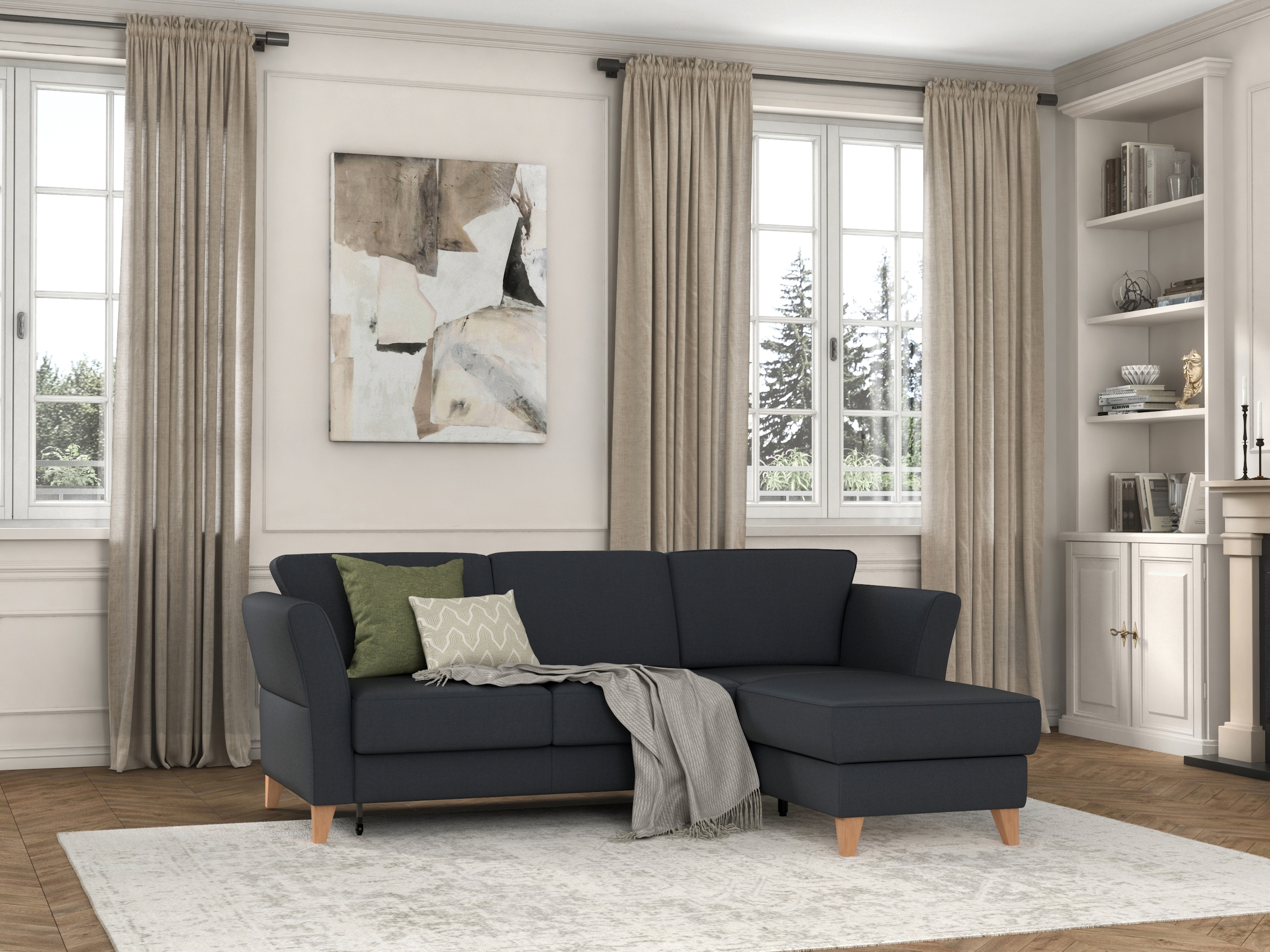 sit&more Ecksofa »Visby L-Form«, Wahlweise mit Bettfunktion und Bettkasten, frei im Raum stellbar