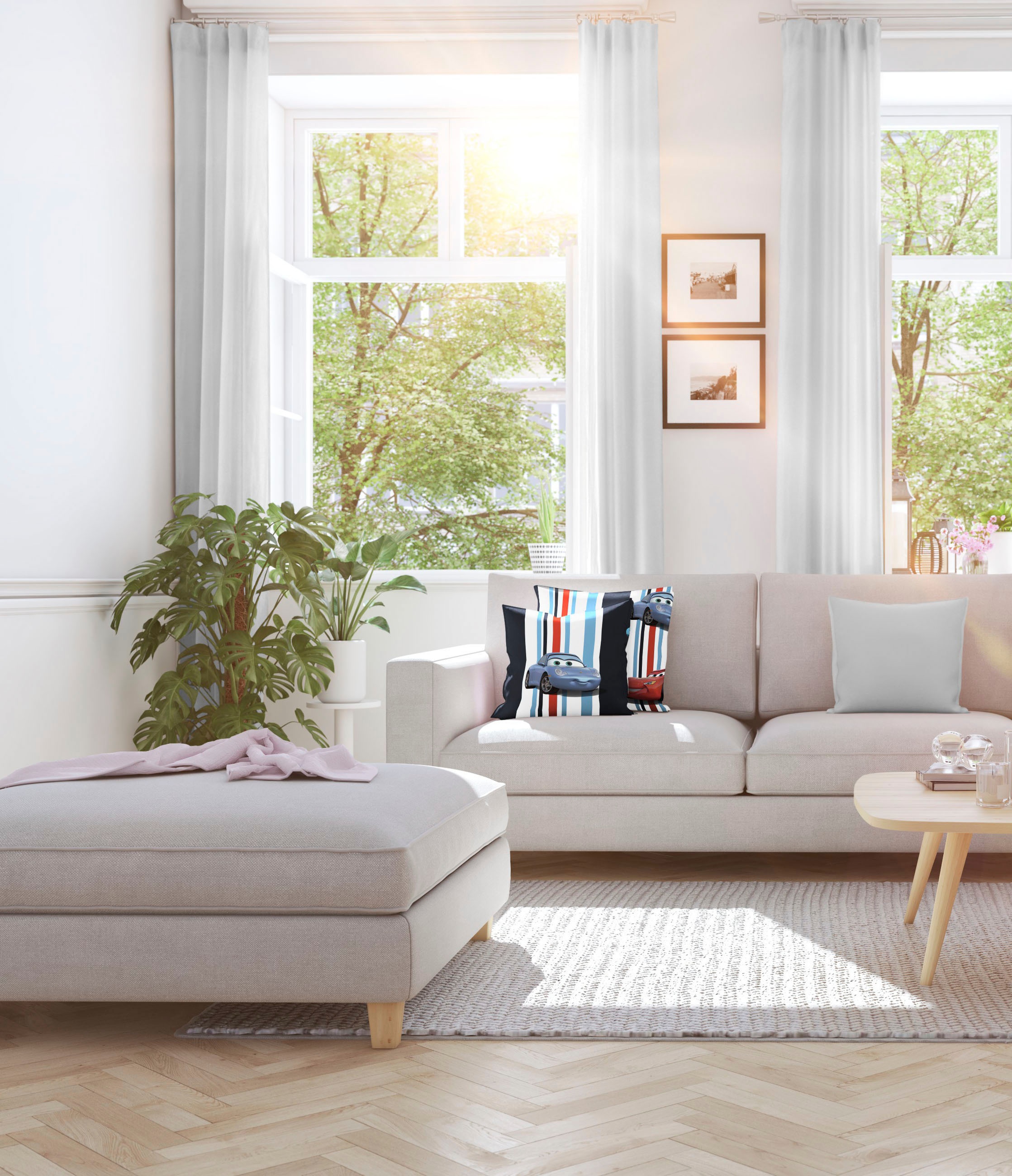 Wirth Dekokissen »Cars Stripes« Walt Disney, Kissenhülle ohne Füllung, 2 Stück