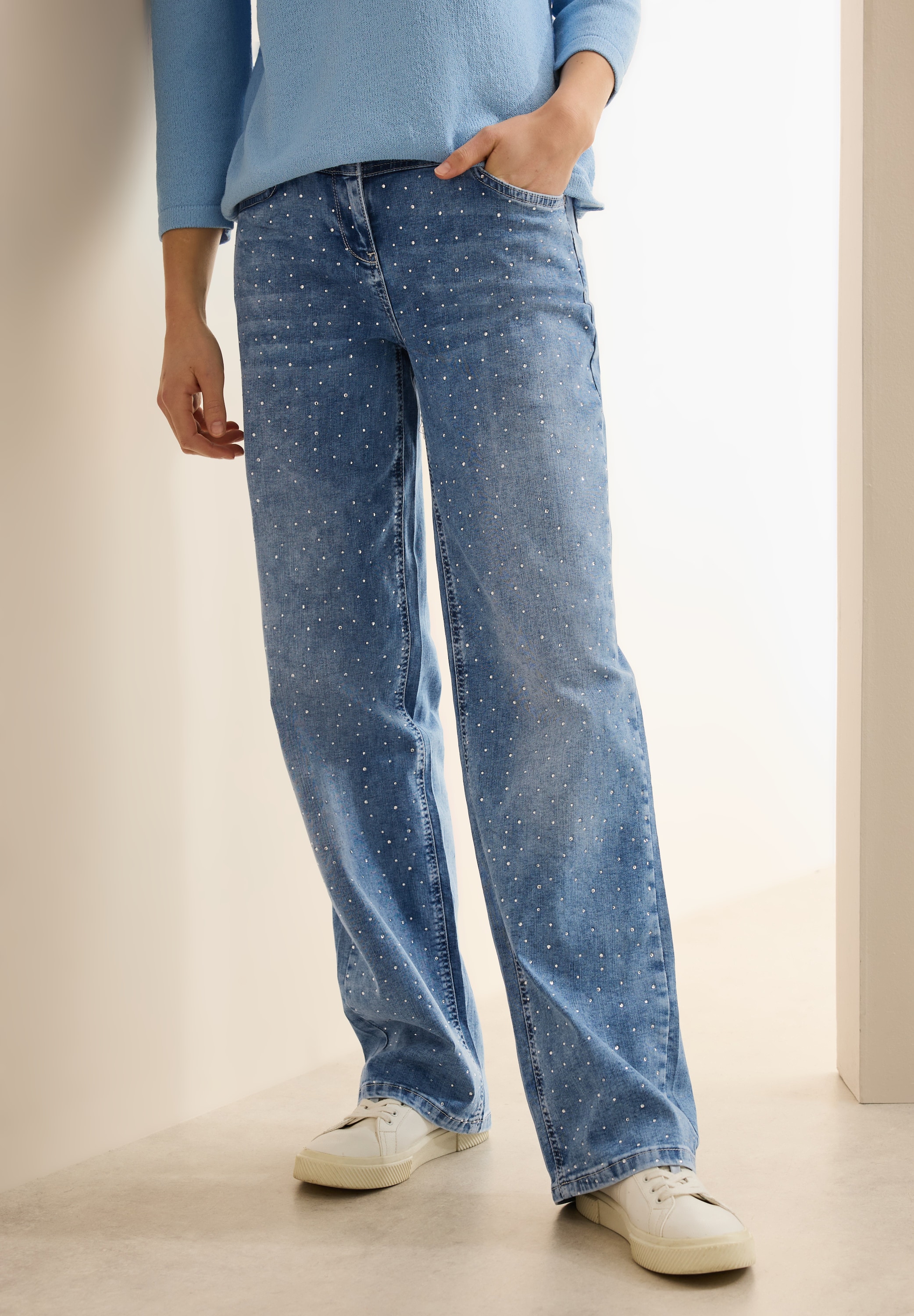 Cecil Weite Jeans »Style Neele«, mit Schmucksteinen