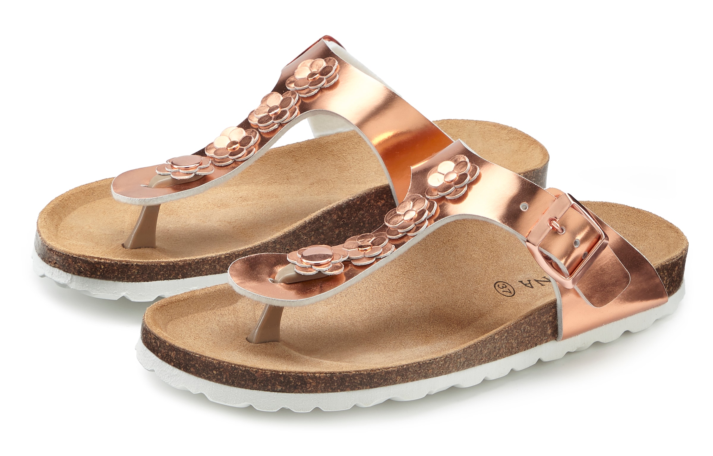 LASCANA Zehentrenner »Sandale, Pantolette, offener Schuh, Sommerschuh,«  mit komfortablem Korkfußbett