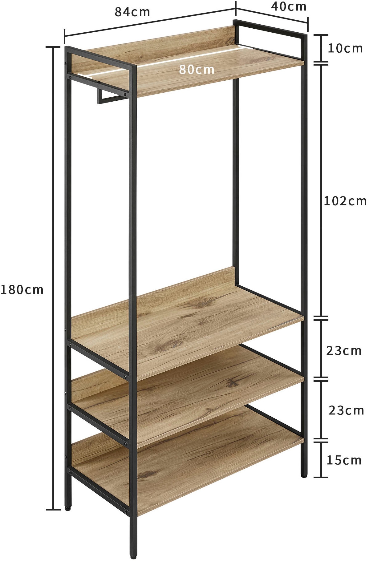 OTTO home Garderobenschrank »Tayler« Melamin-Tischplatte, pulverbeschichtetem Metallgestell, Höhe 180 cm