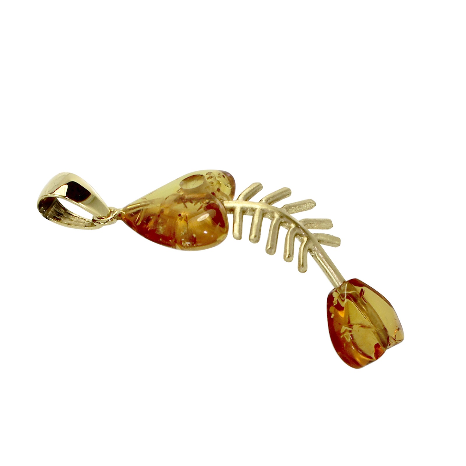 OSTSEE-SCHMUCK Kettenanhänger »- Fisch 35 mm - Gold 333/000 - Bernstein« ()