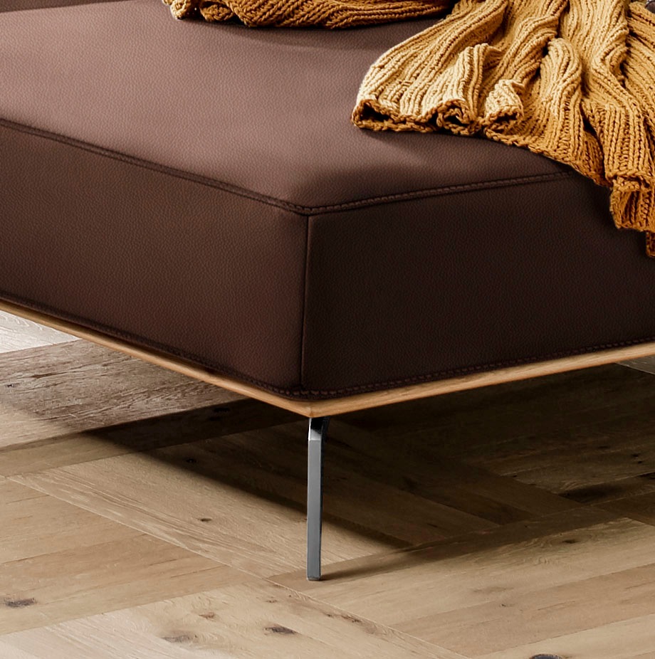W.SCHILLIG Ecksofa »run, Designsofa, bequem, L-Form«, mit elegantem Holzsockel, Füße in Chrom glänzend, Breite 299 cm