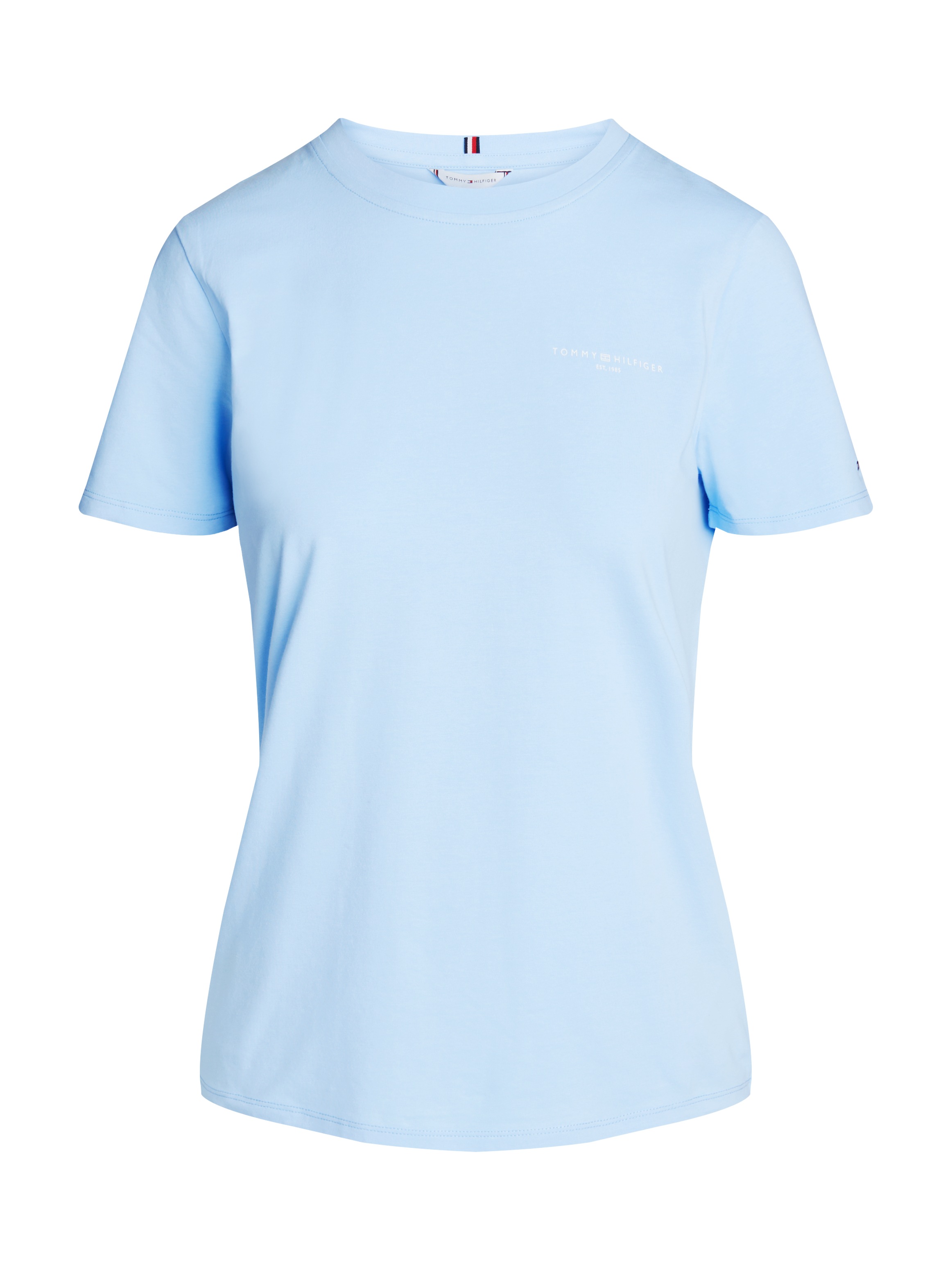 Tommy Hilfiger Rundhalsshirt »1985 REG MINI CORP LOGO C-NK SS«, mit Tommy Hilfiger Logoschriftzug und Bestickung