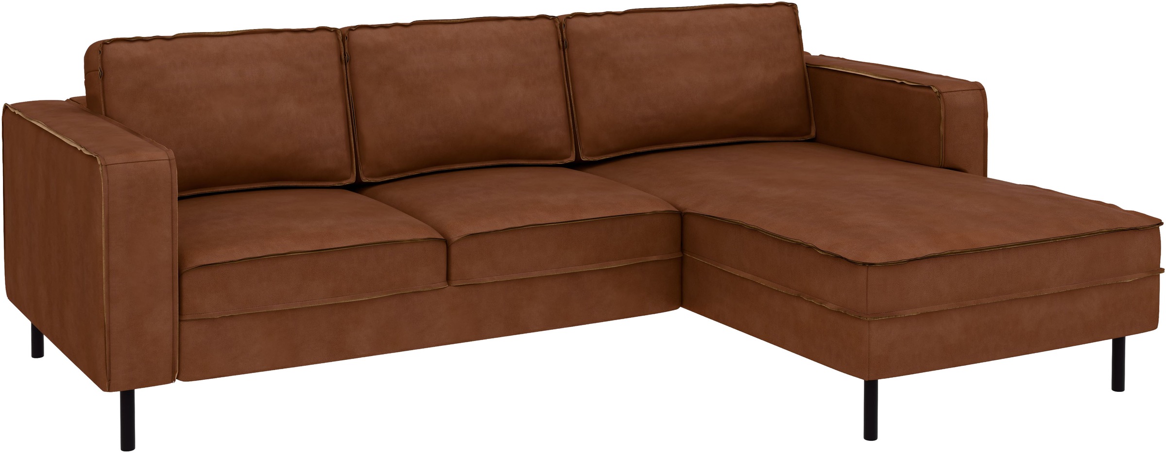 Places of Style Ecksofa »Watkins, wahlweise mit Schlaffunktion/Bettkasten, moderne offene Naht«, Recamiere beidseitig montierbar, L-Form, Breite 232 cm