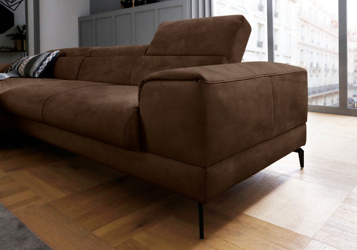W.SCHILLIG Ecksofa »piedroo, Designsofa mit tollem Sitzkomfort, L-Form«, Kopfteilverstellung, wahlweise mit Sitztiefenverstellung, Breite 303cm