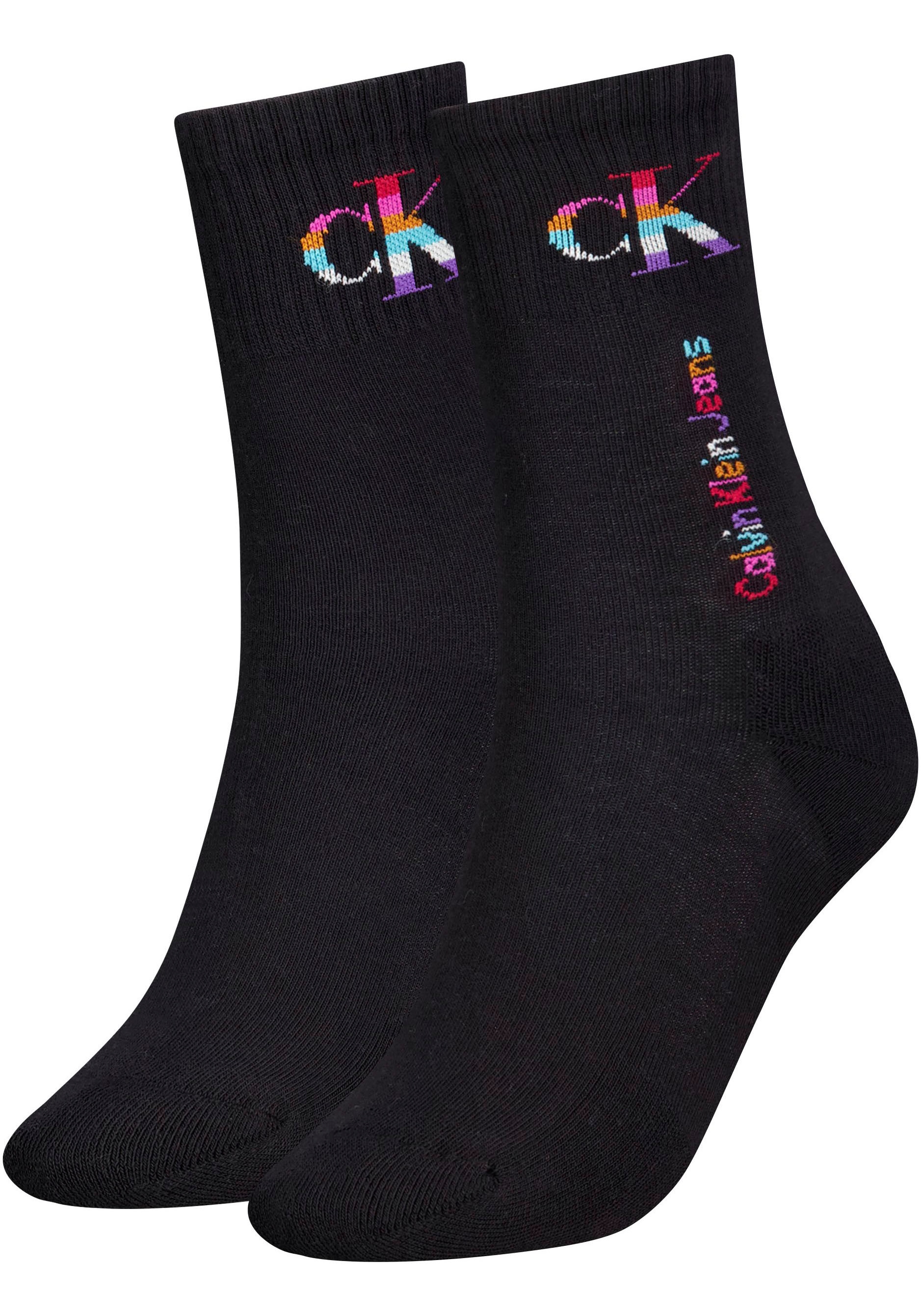 Calvin Klein Socken »CKJ WOMEN SOCKS PRIDE«, (Packung, 2er-Pack), mit Regenbogen-Logo