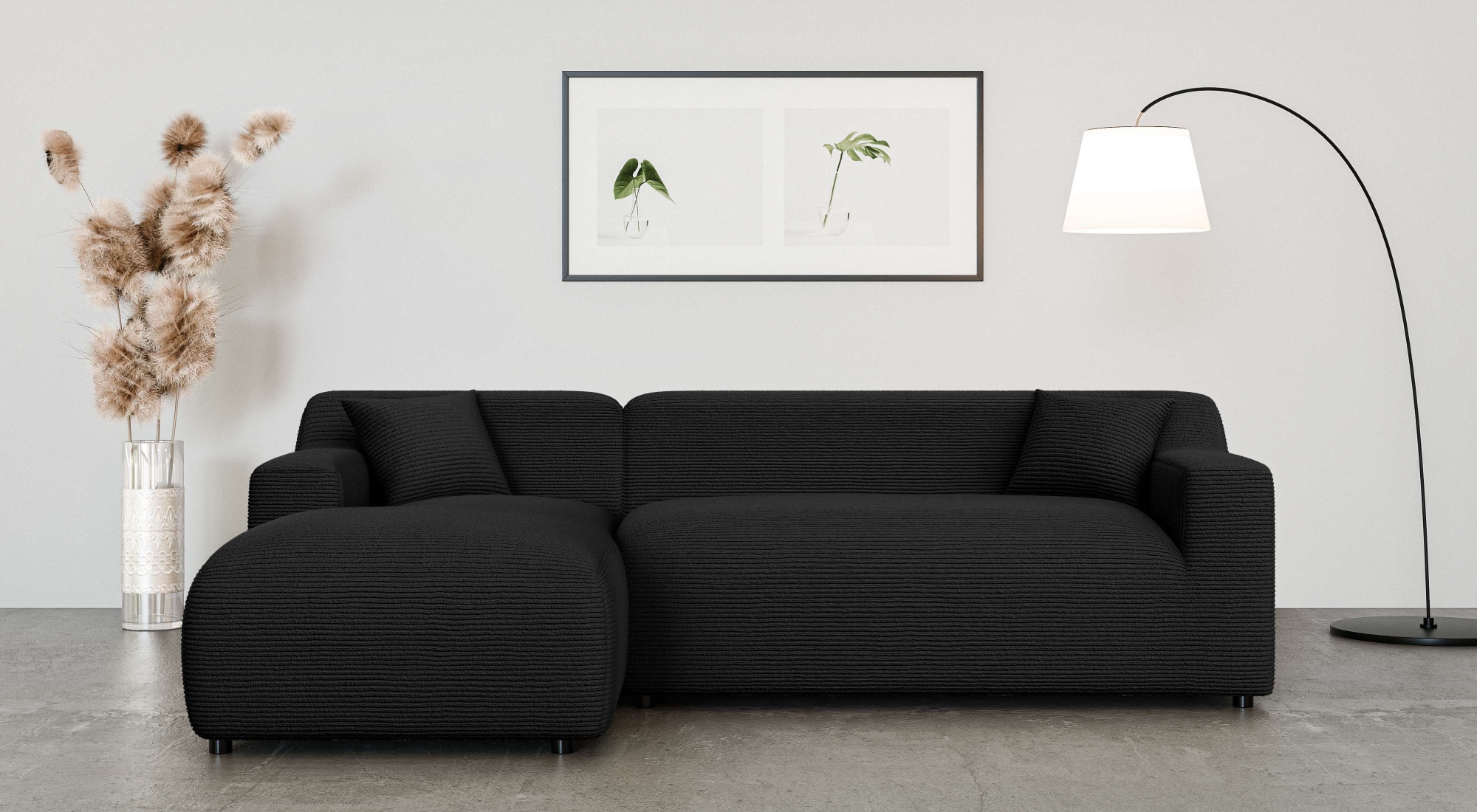 Home affaire Ecksofa »LILLIANA Designsofa, L-Form mit Recamiere rechts/links bestellbar«, L-Form mit Wellenunterfederung, Maße B/T/H: 256/160/76 cm