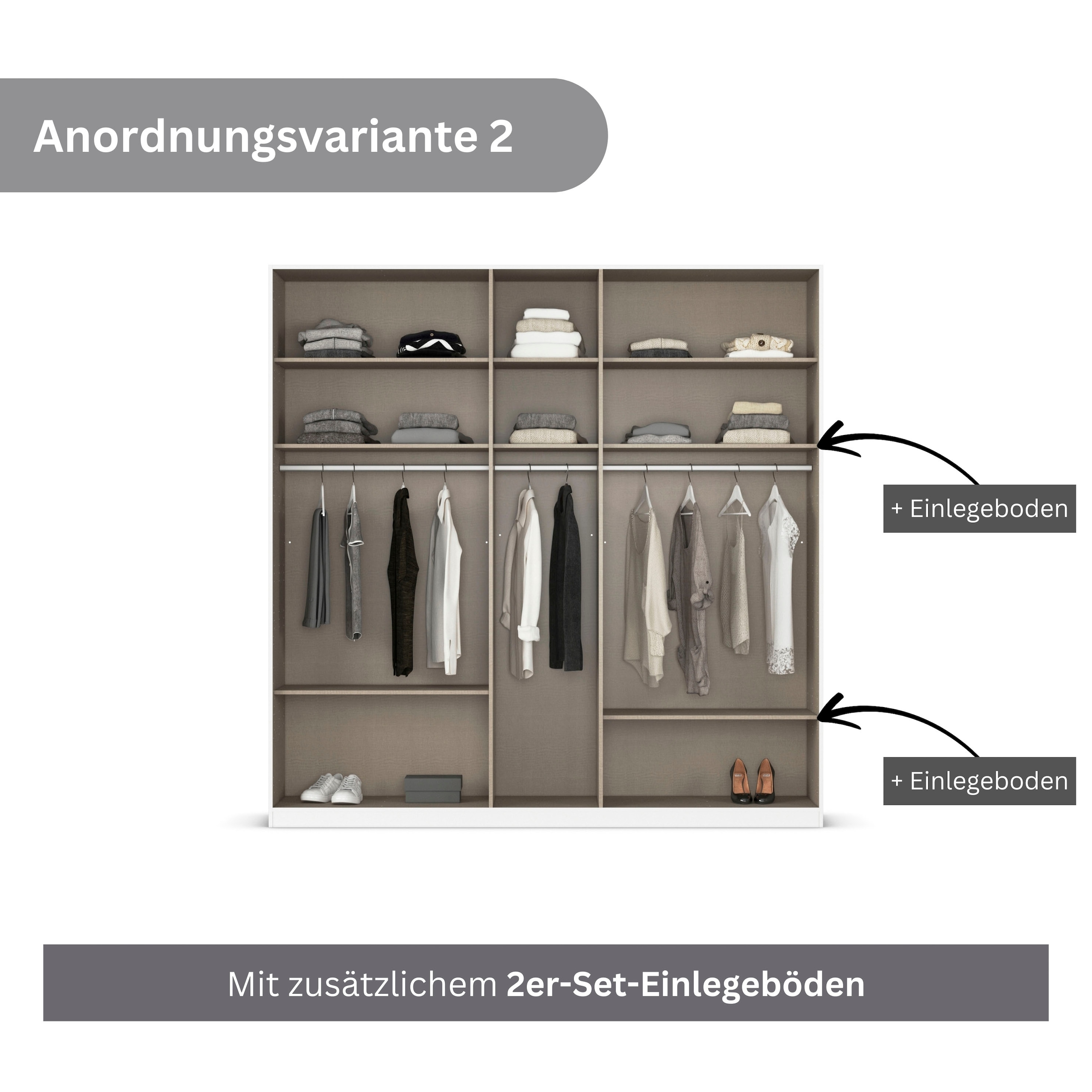 rauch Drehtürenschrank »Kleiderschrank Schrank Garderobe AGORDO TOPSELLER Schlafzimmer«, (in zwei Griff-Farben mit Dekor- oder Hochglanzfront), durchdachte Innenausstattung, in 6 Breiten und 2 Höhen MADE IN GERMANY