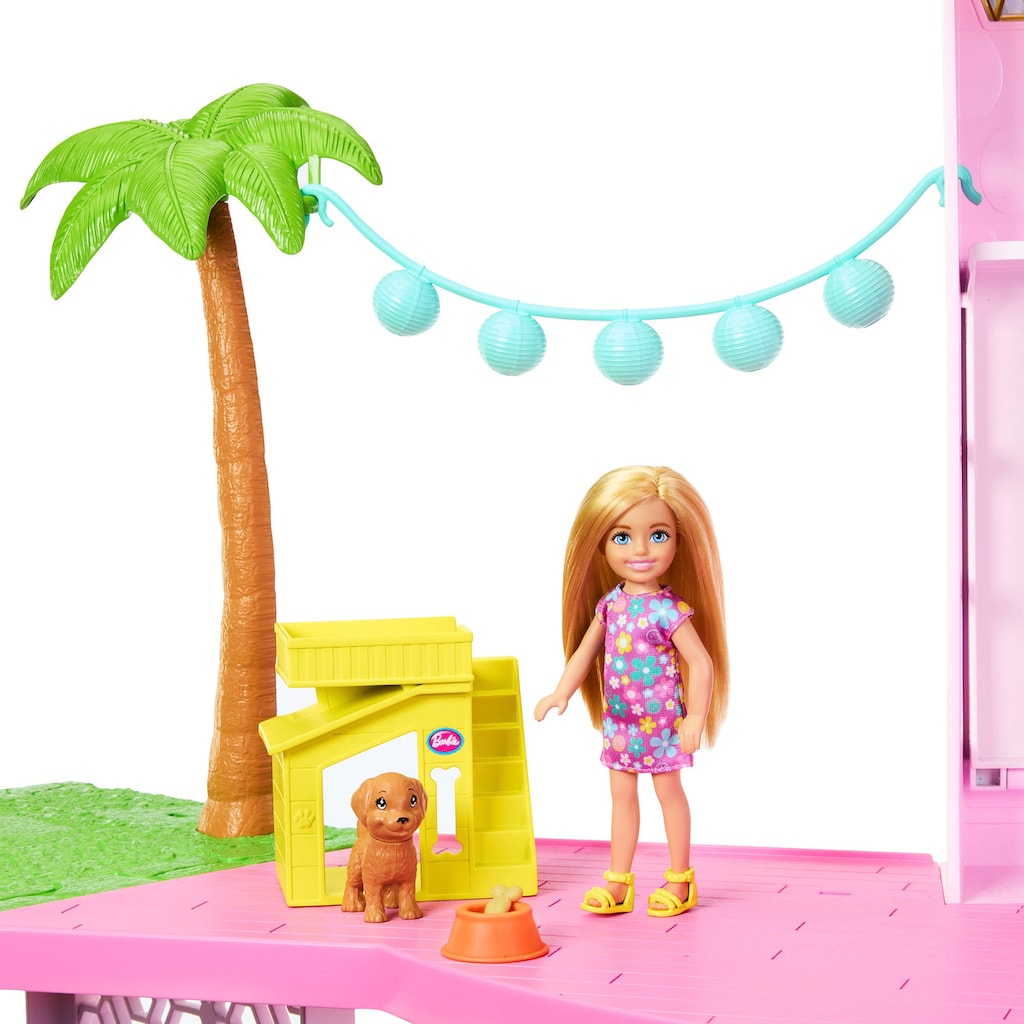 Barbie Puppenhaus »Traumvilla«, mit 3 Etagen, Licht- und Soundeffekt, Wendelrutsche, Balkon und Pool