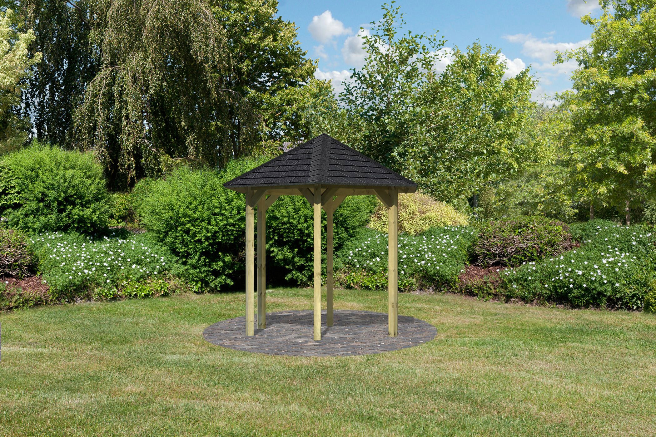 Karibu Pavillon »Lissabon« BxTxH: 260x299x280 cm, mit schwarzen Dachschindeln